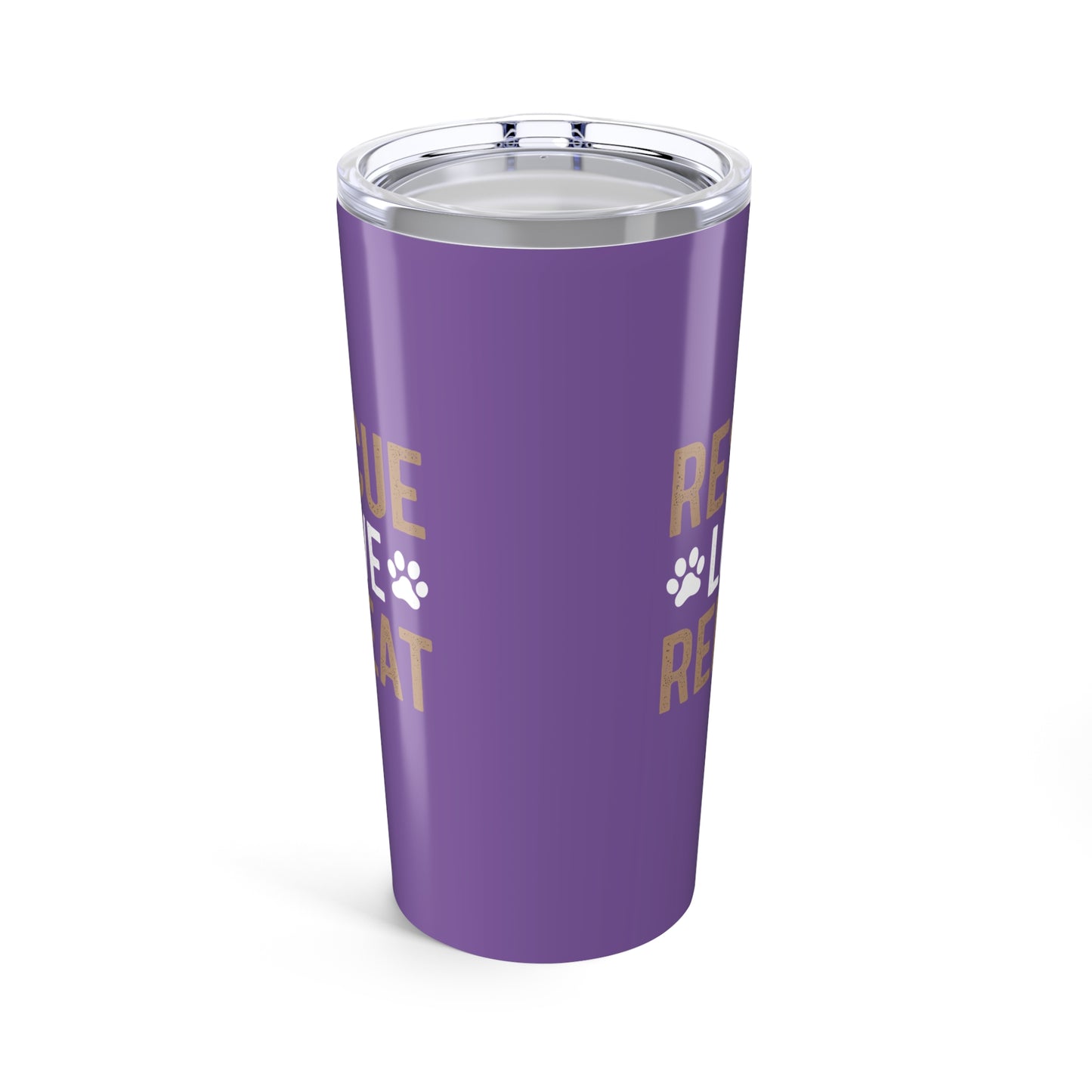 tumbler 20oz - rescue love repeat | funny dog lover gift | cute pet quote design
