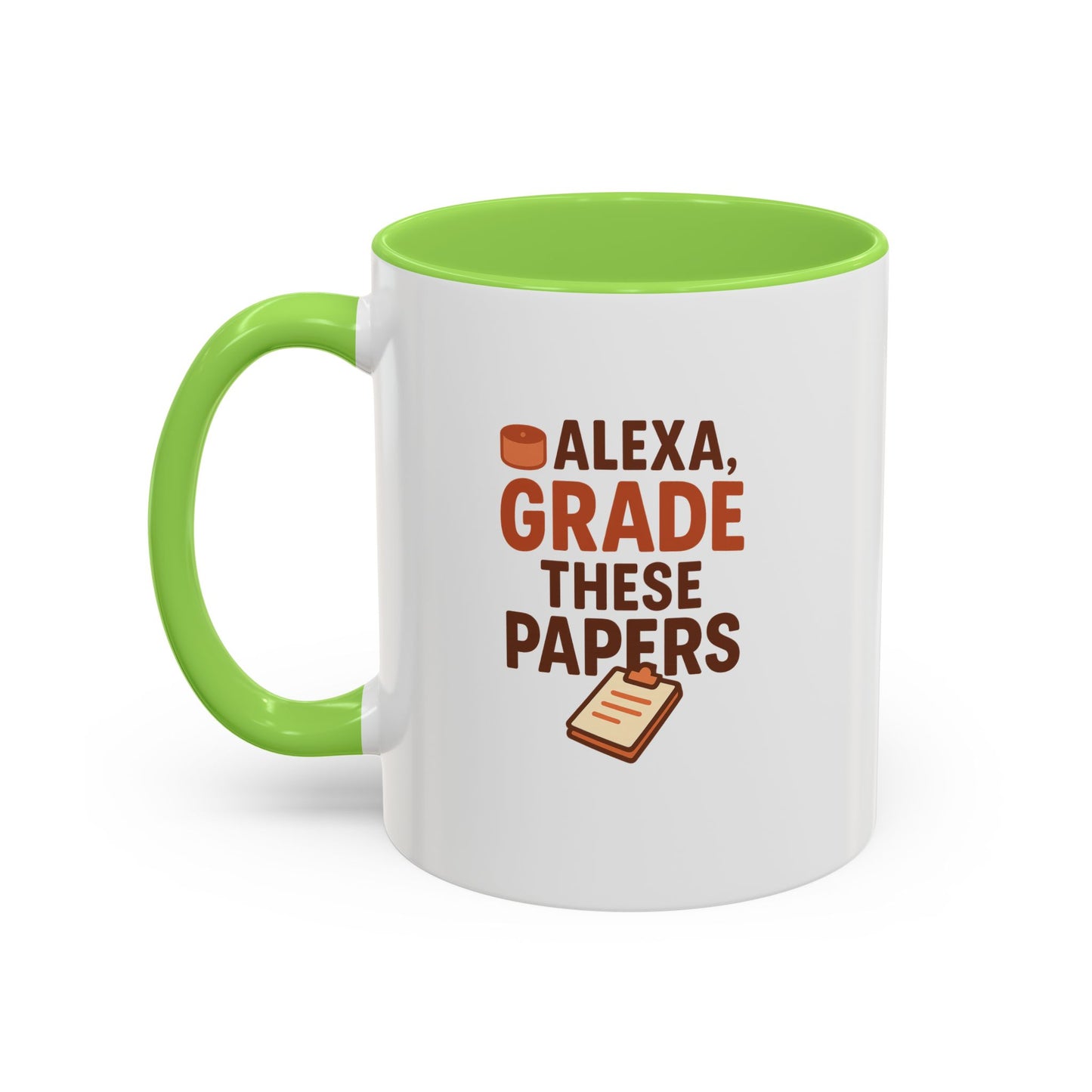 funny coffee mug - 'alexa, grade these papers' - colorful ceramic cup for teachers and students. teachers with attitude.