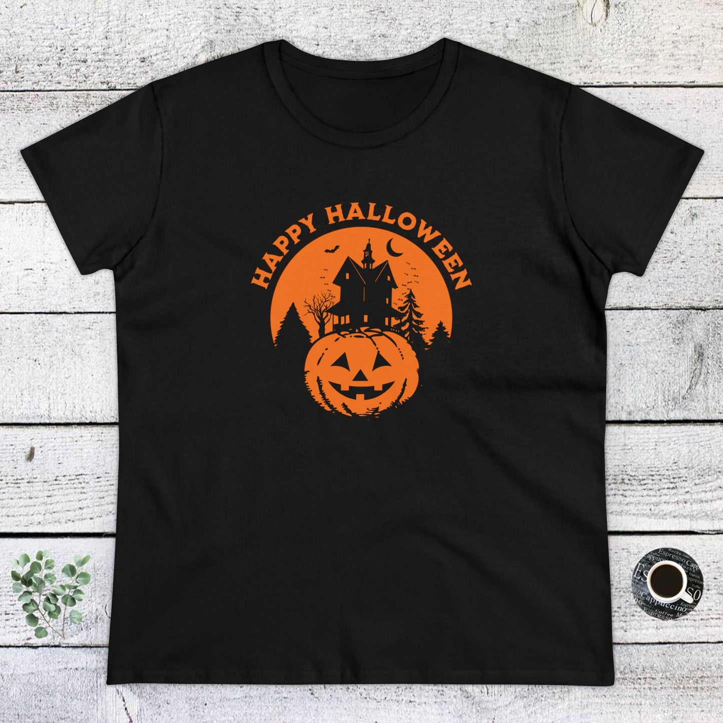 women halloween t-shirt, women tee, halloween gift, jack o'lantern - haunted halloween