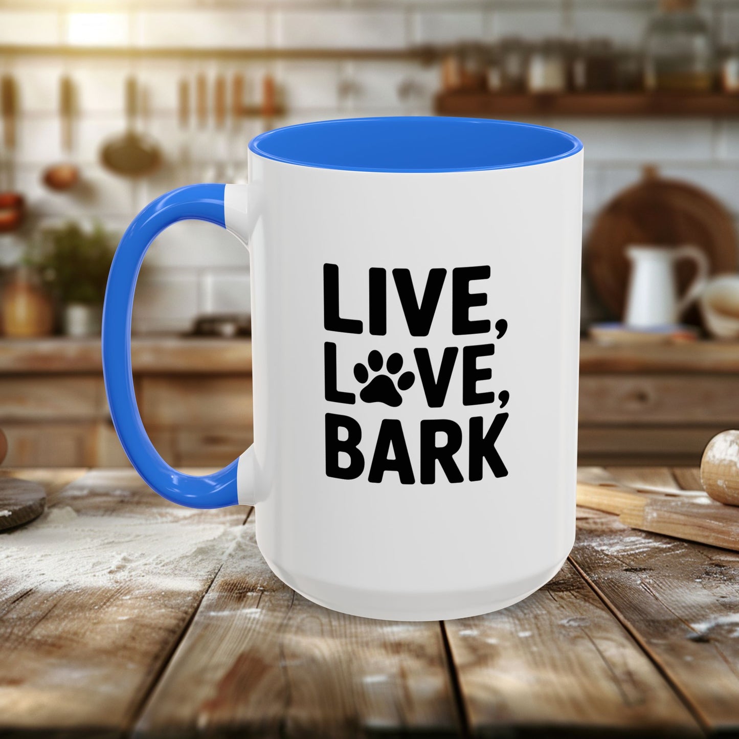 colorful mugs (11oz, 15oz) - live love bark | funny dog lover gift | cute pet quote design