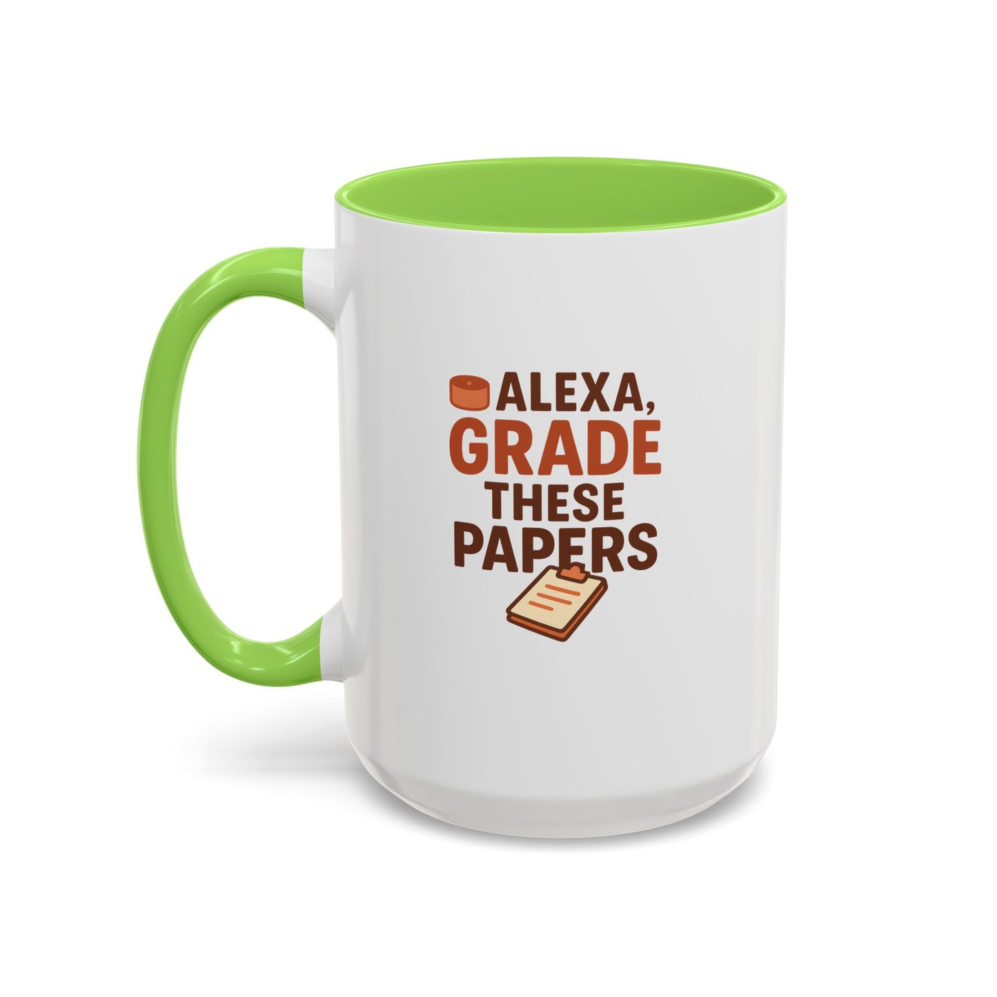 funny coffee mug - 'alexa, grade these papers' - colorful ceramic cup for teachers and students. teachers with attitude.