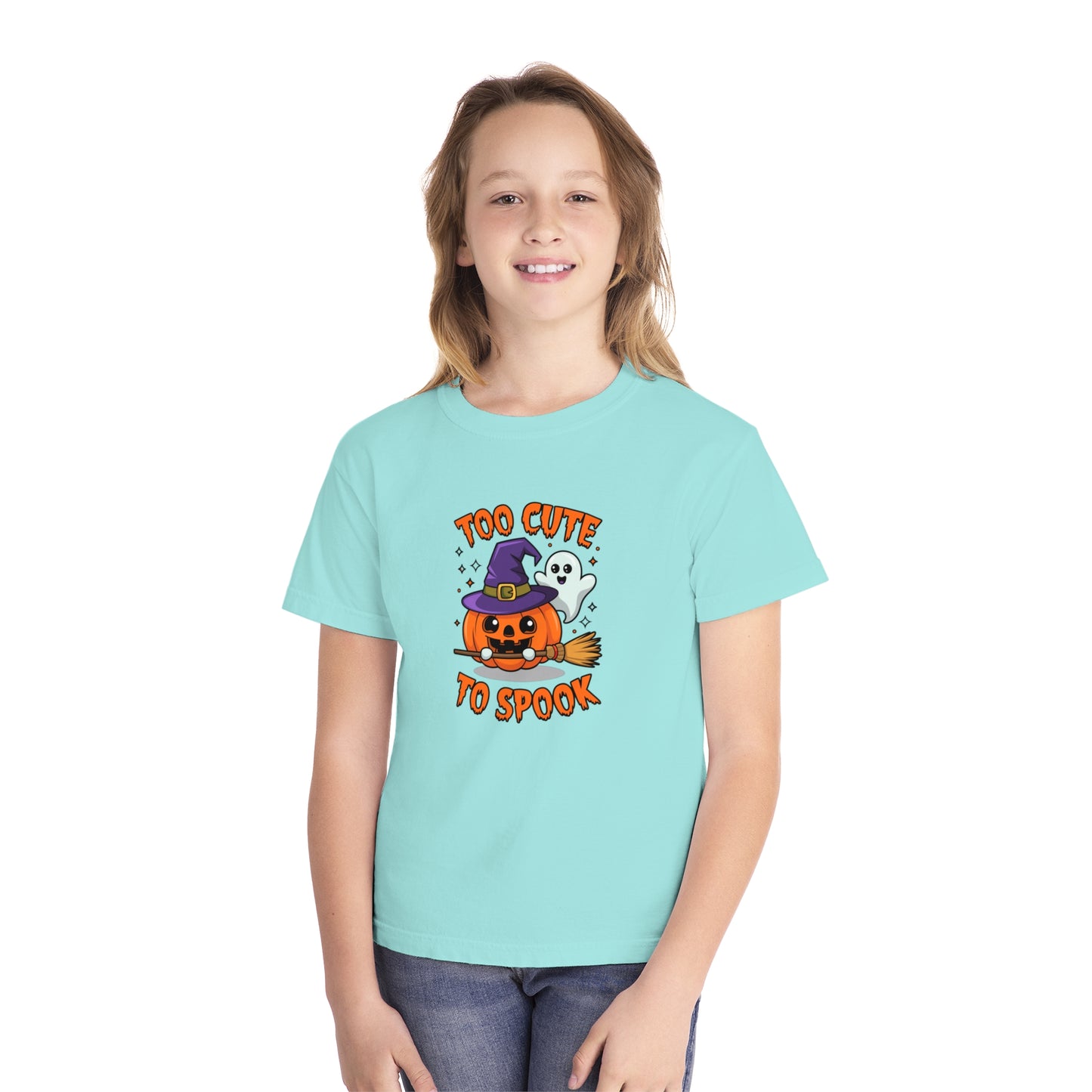 youth t-shirt, youth halloween t-shirt, too cute to spook!