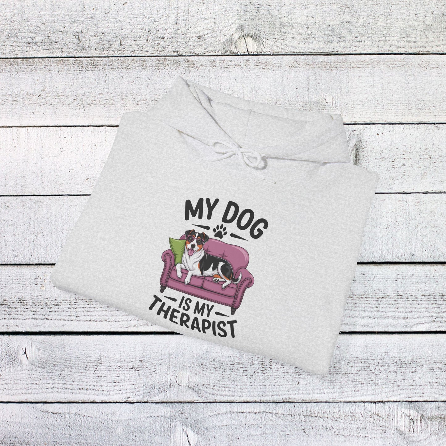 unisex heavy blend™ hooded sweatshirt - my dog is my therapist | funny dog lover gift | cute pet quote design