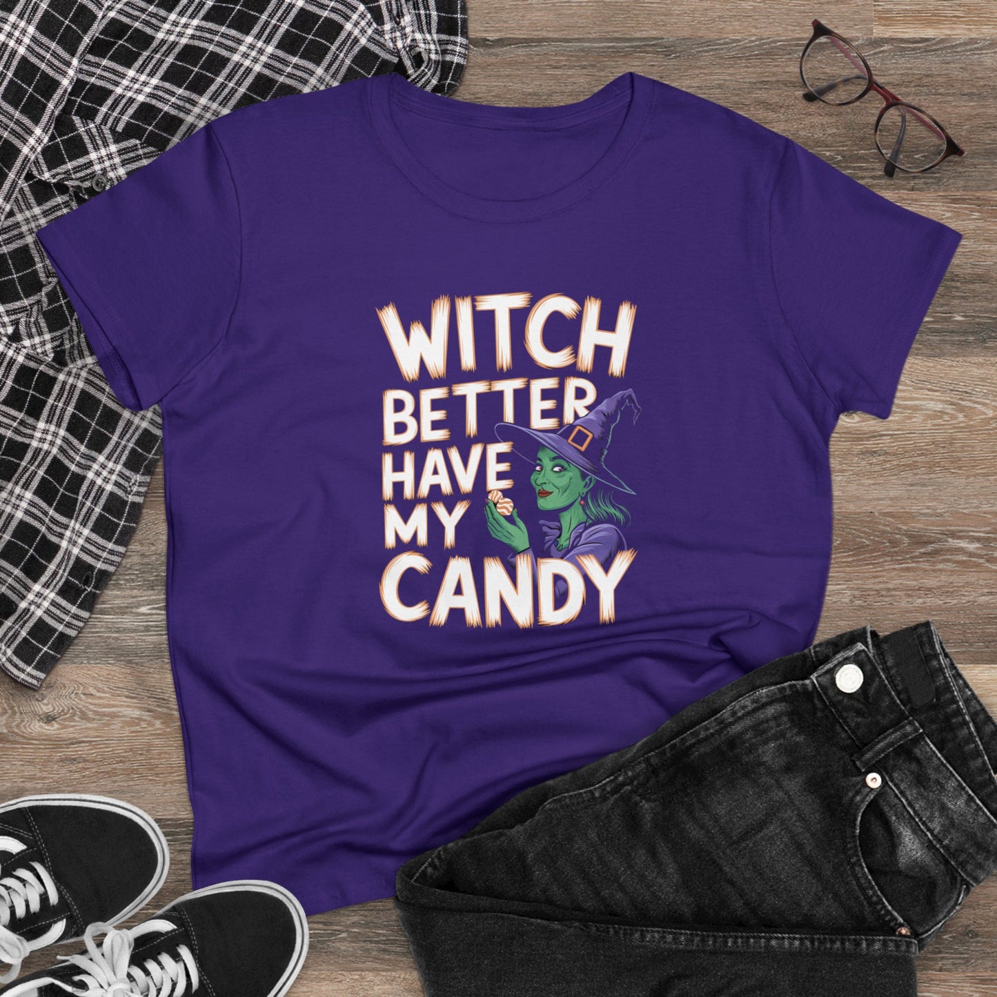 women's t-shirt, women's tee, women's halloween, funny gift, witch!