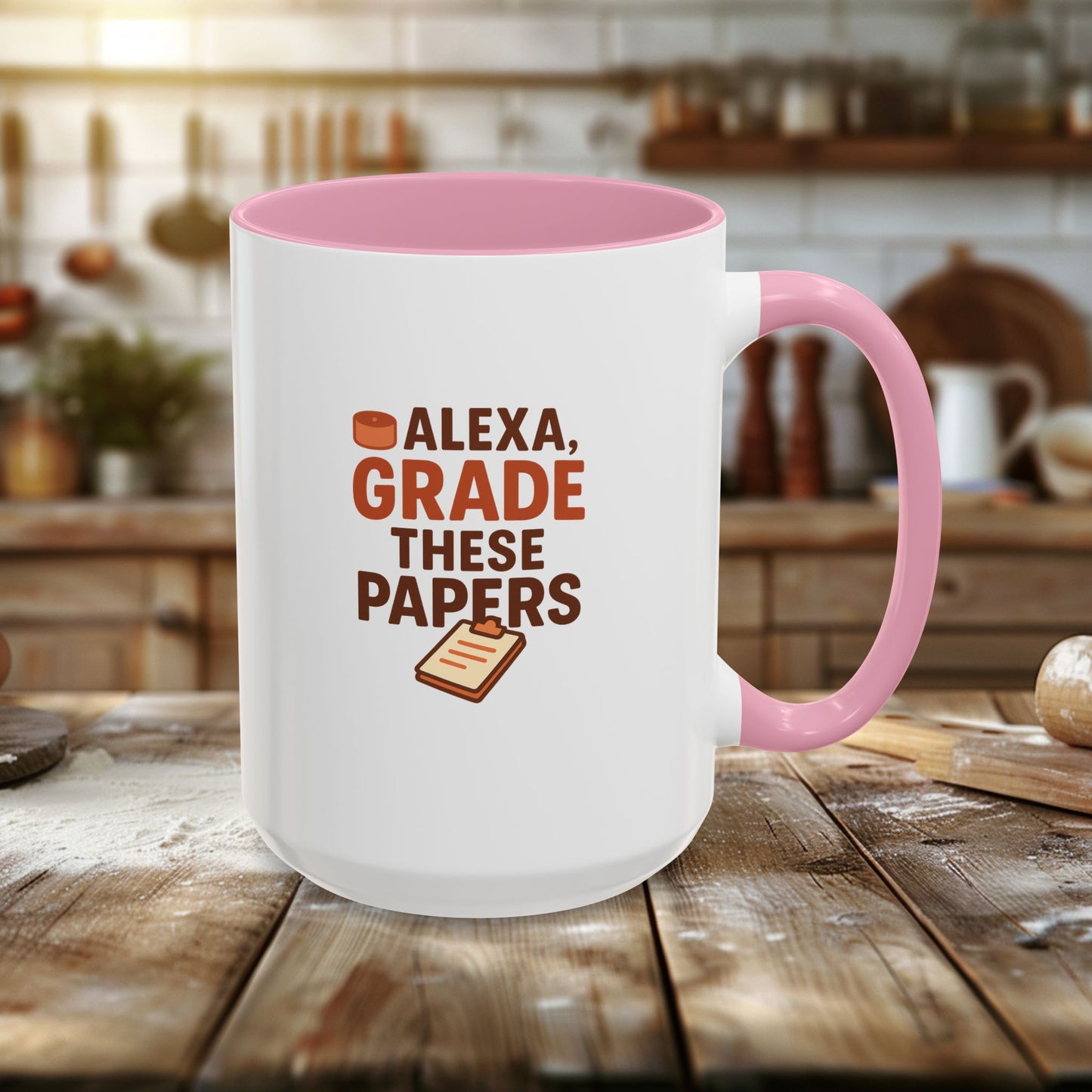 funny coffee mug - 'alexa, grade these papers' - colorful ceramic cup for teachers and students. teachers with attitude.