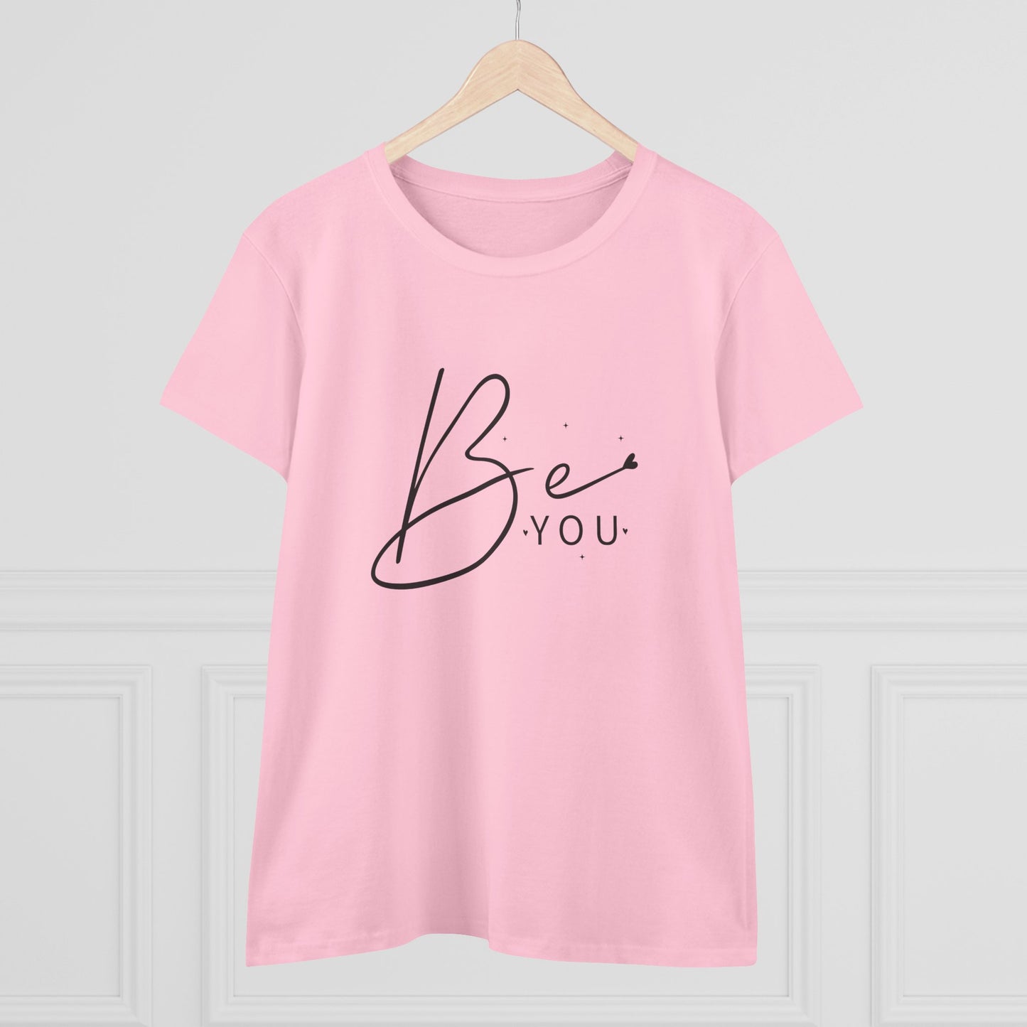 women's midweight cotton tee - be you - simple and powerful self-love quote