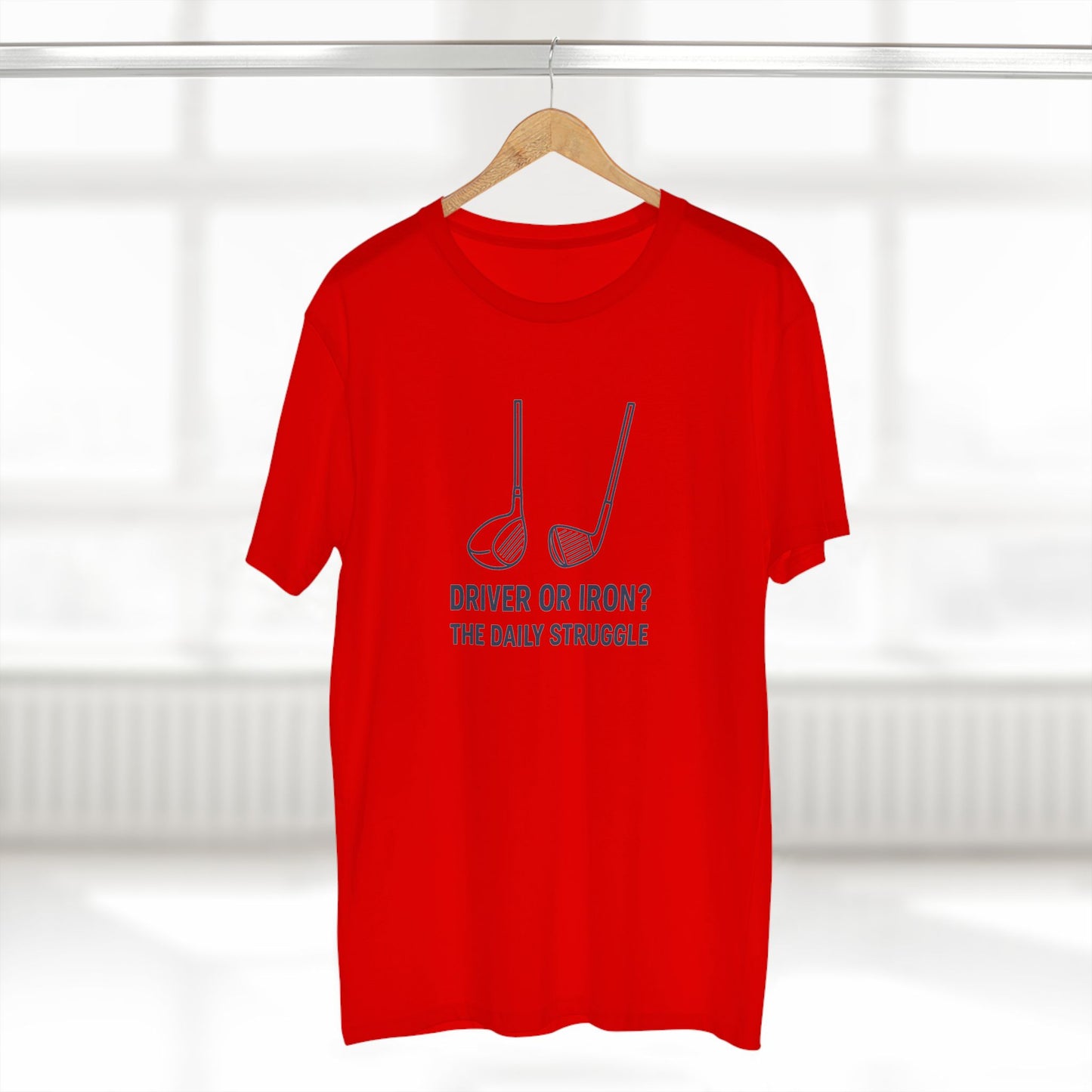 men's stable tee: driver or iron? the daily struggle. golf t-shirt.