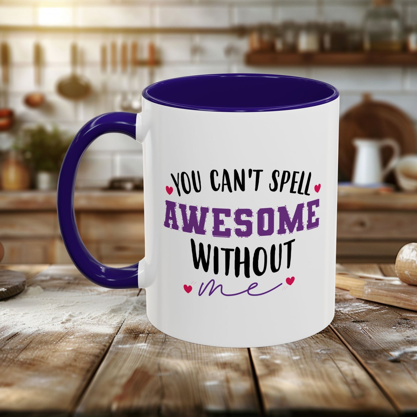colorful mugs (11oz, 15oz) - you can’t spell awesome without me - funny confidence quote