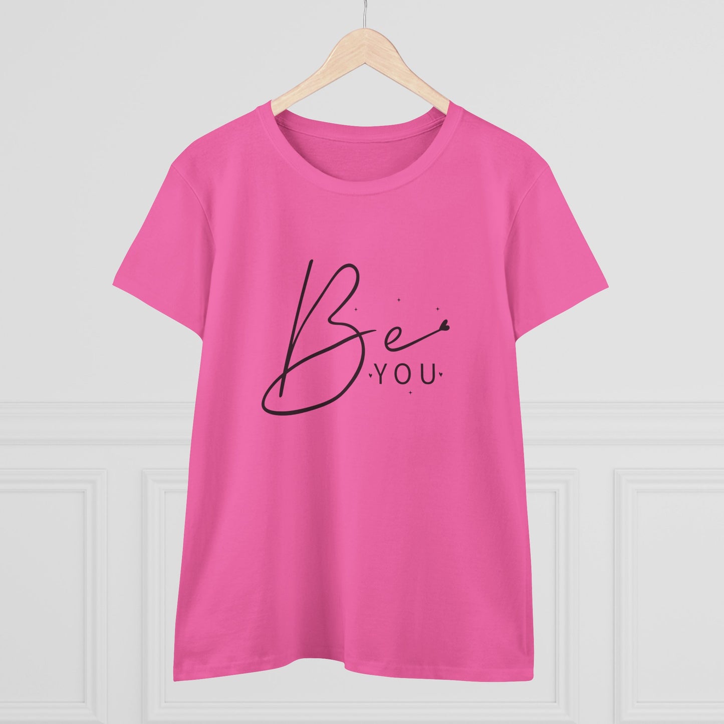 women's midweight cotton tee - be you - simple and powerful self-love quote