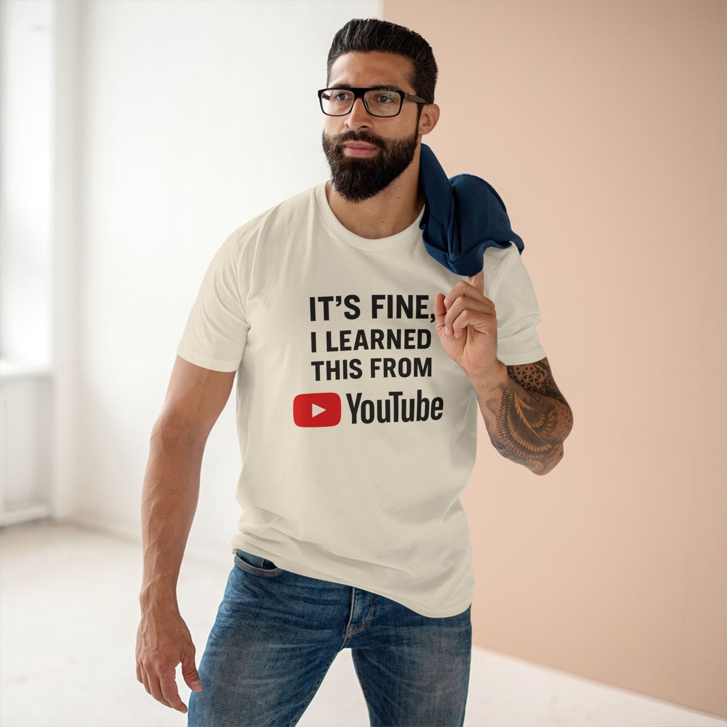 men's stable tee: it's fine, i learned this from youtube