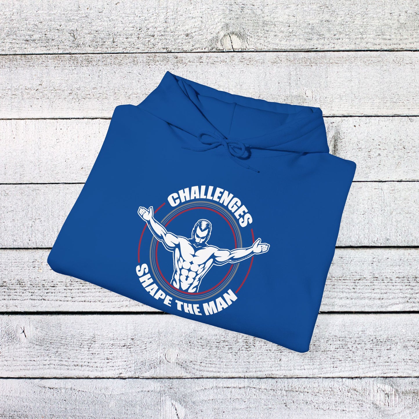 unisex heavy blend™ hooded sweatshirt - challenges shape the man - grit and growth quote