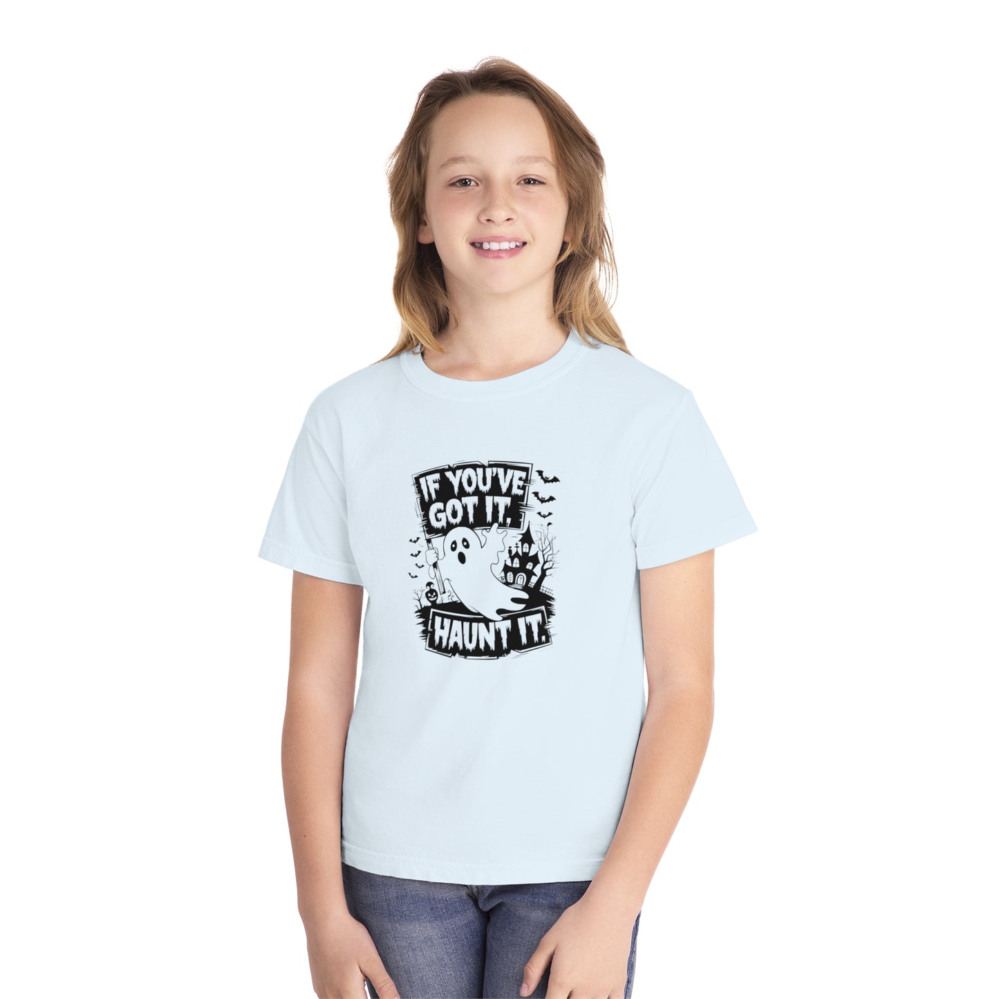 youth t-shirt, youth halloween t-shirt, if you've got it haunt it!