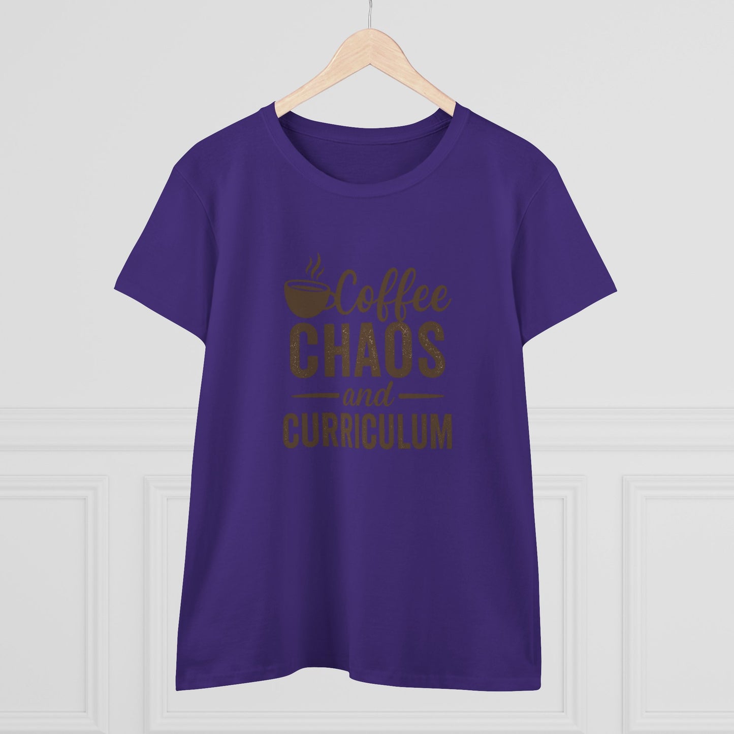 women's cotton tee - teachers with attitude. coffee chaos and curriculum design