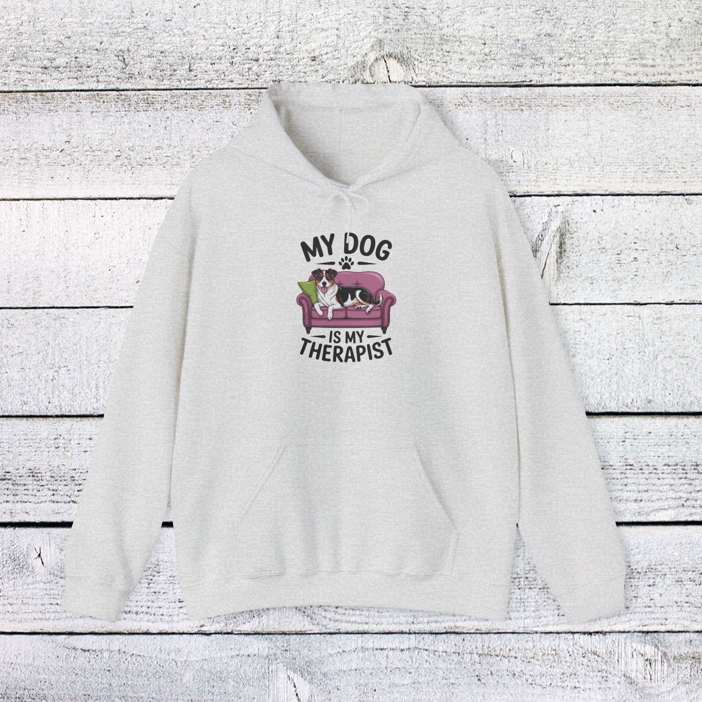 unisex heavy blend™ hooded sweatshirt - my dog is my therapist | funny dog lover gift | cute pet quote design