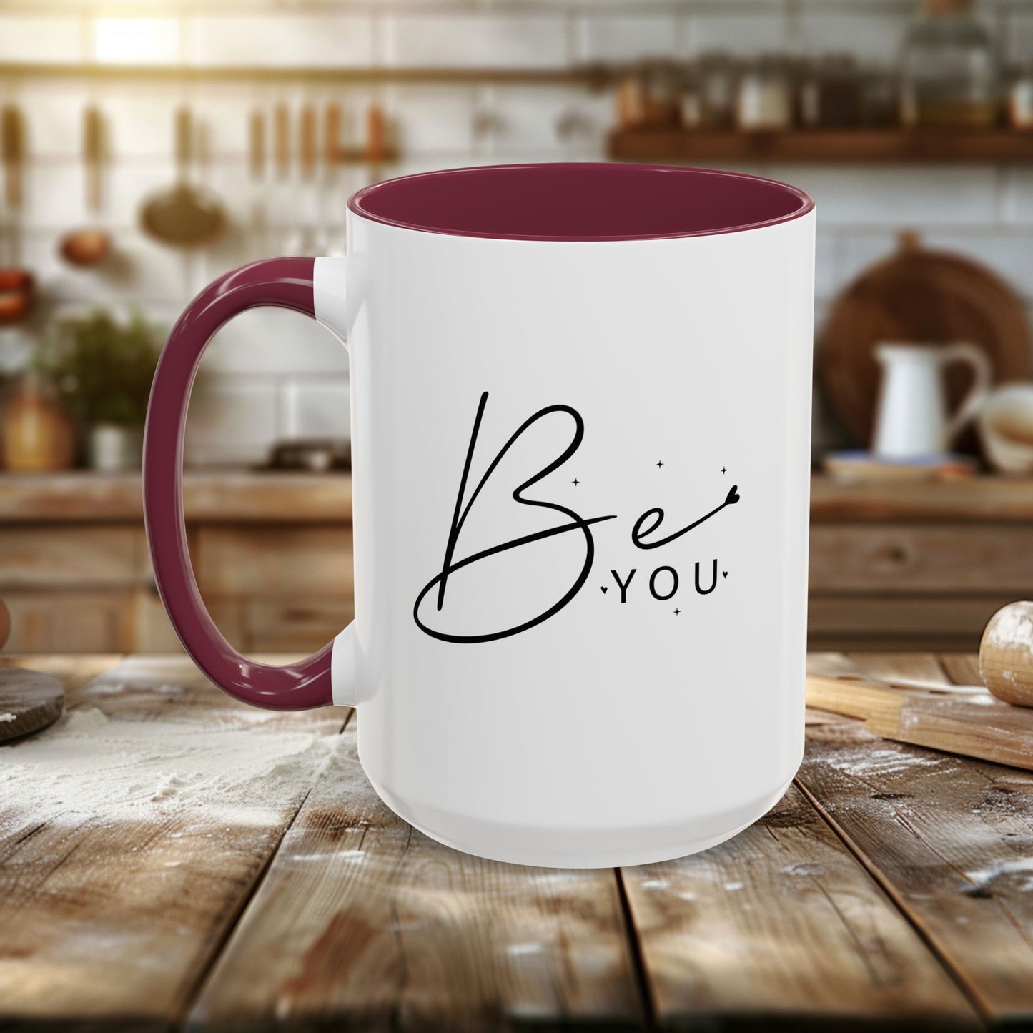 colorful mugs (11oz, 15oz) - be you - simple and powerful self-love quote