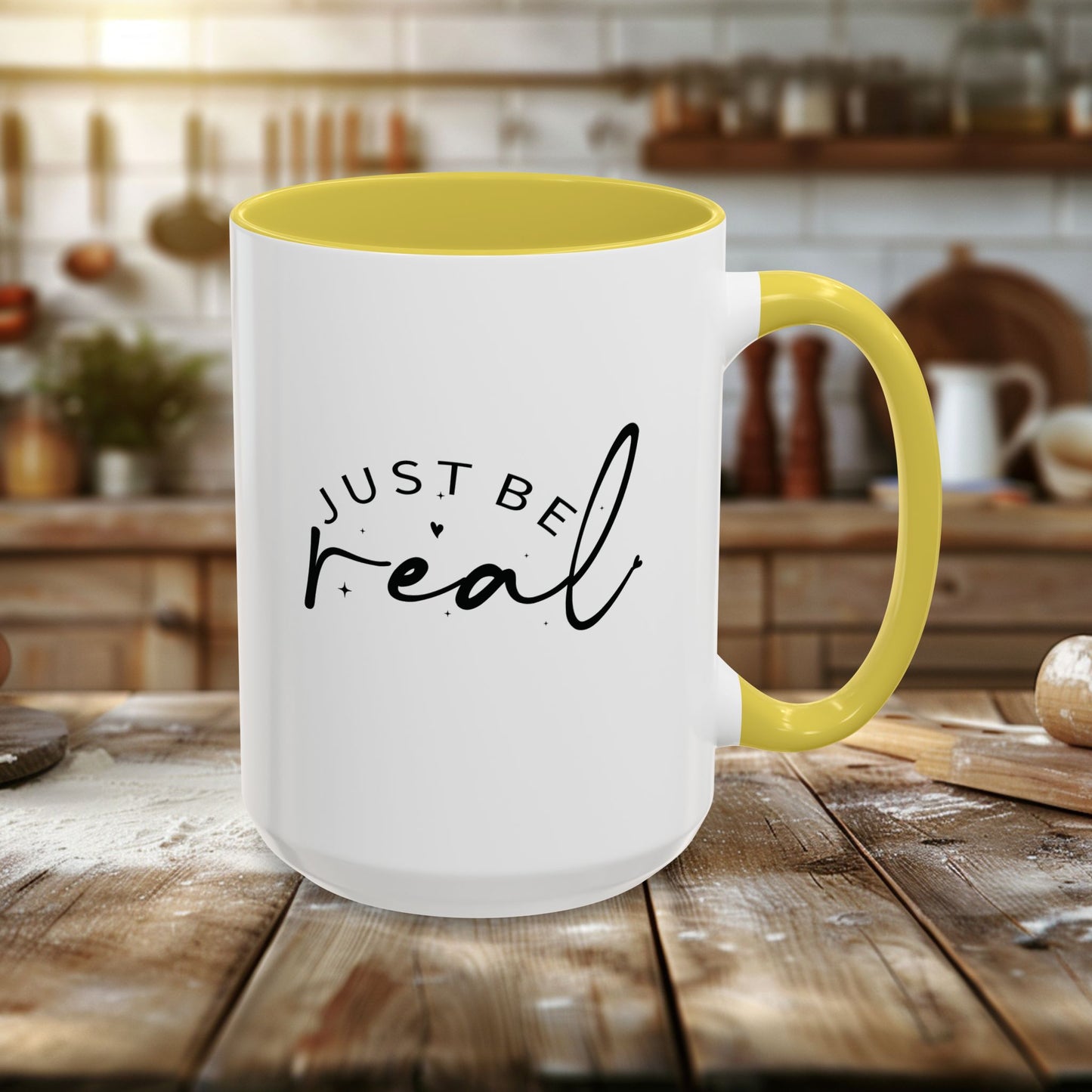 colorful mugs (11oz, 15oz) - just be real - authentic living quote