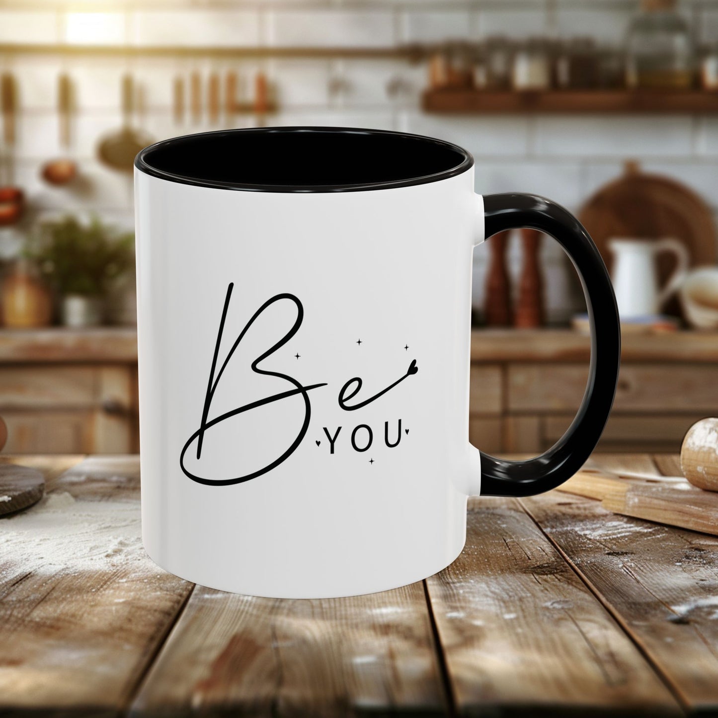 colorful mugs (11oz, 15oz) - be you - simple and powerful self-love quote