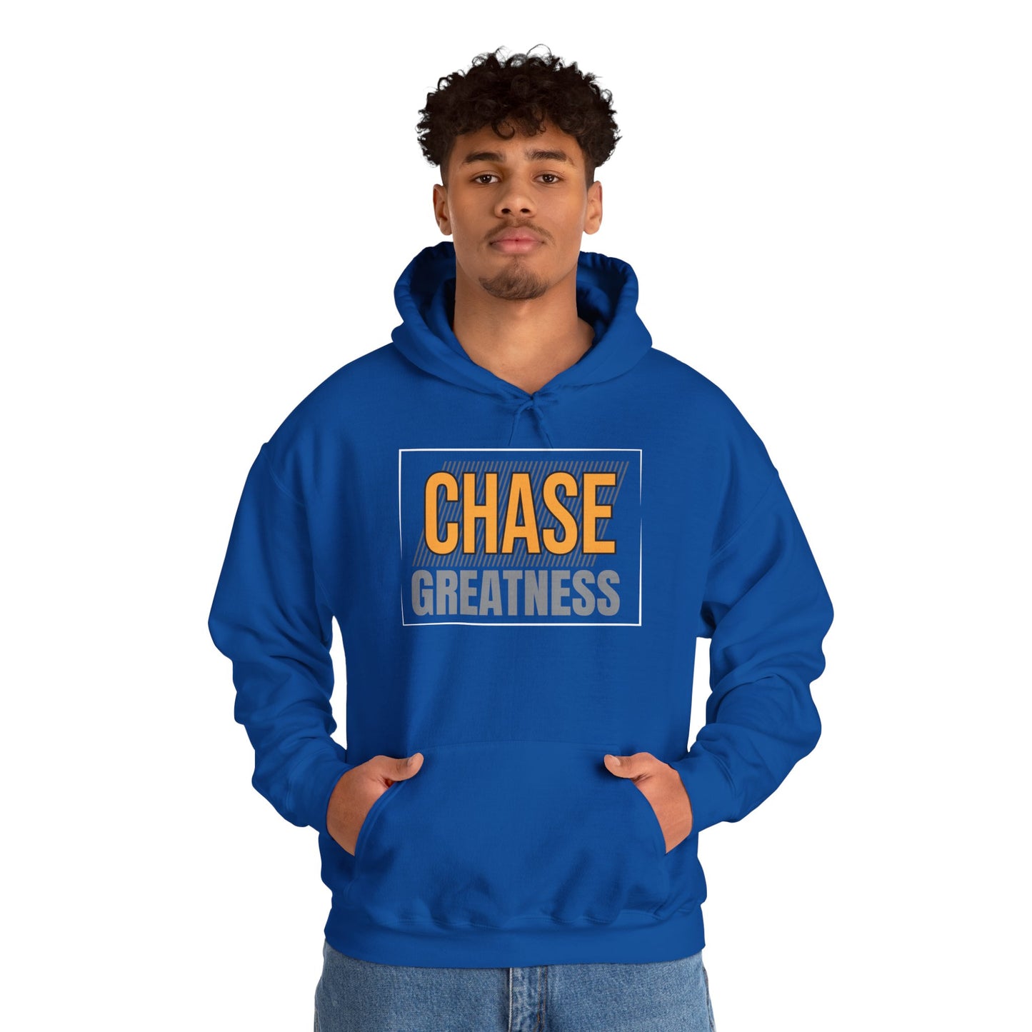 unisex heavy blend™ hooded sweatshirt - chase greatness - bold motivation quote