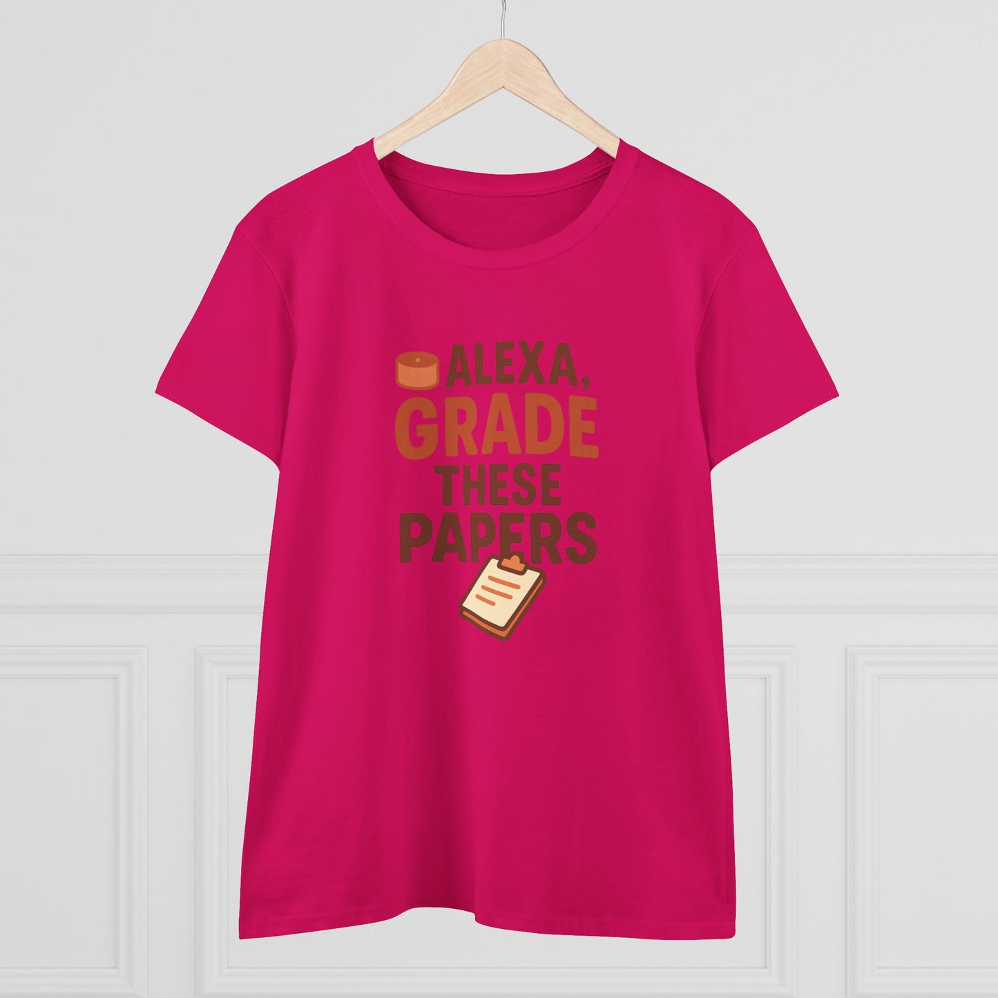 fun women's cotton tee - alexa, grade these papers. teachers with attitude.