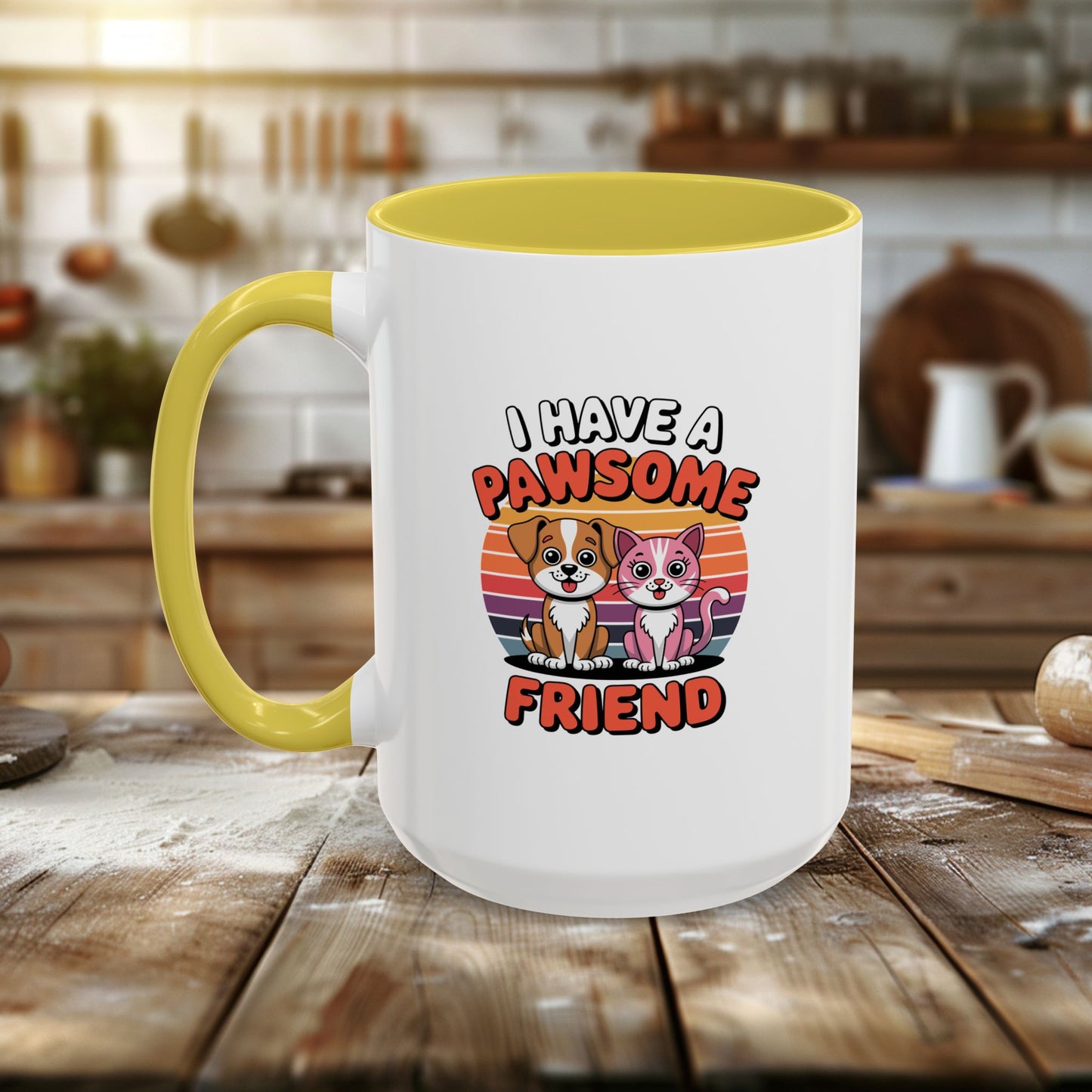 colorful mugs (11oz, 15oz) - i have a pawesome friend | funny dog lover gift | cute pet quote design