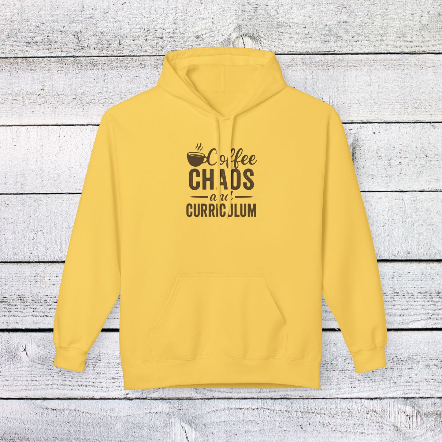 unisex softstyle hoodie - coffee, chaos, and curriculum design. teachers with attitude.