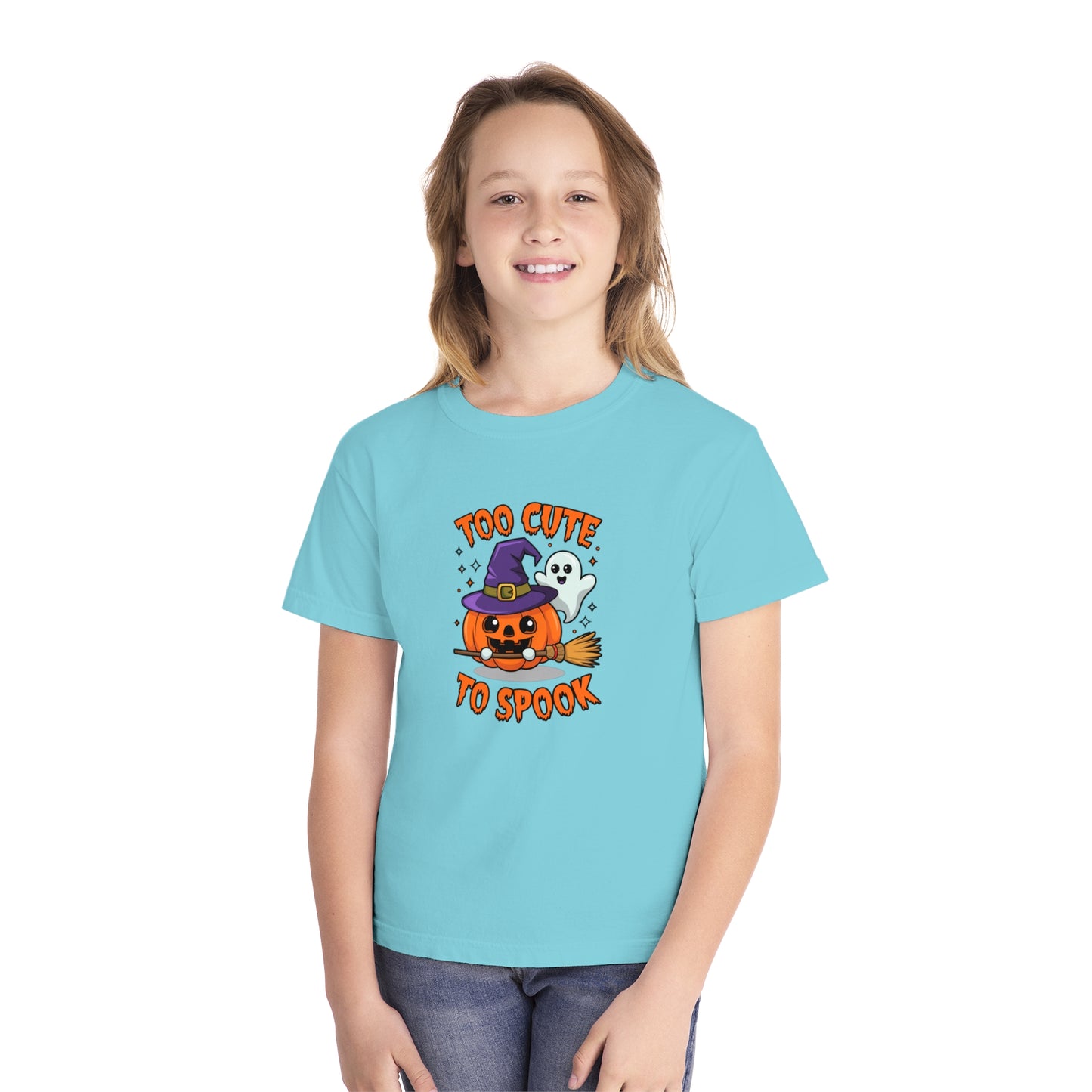 youth t-shirt, youth halloween t-shirt, too cute to spook!