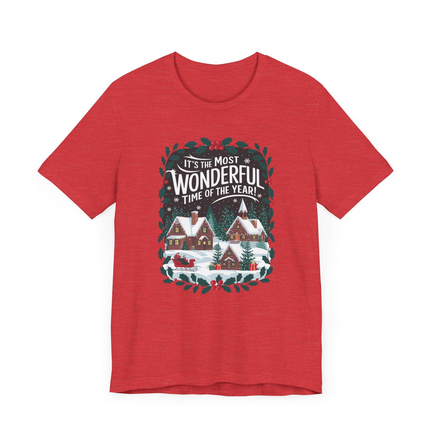 men & women christmas t-shirt. most wonderful time of year. unisex christmas t-shirt.