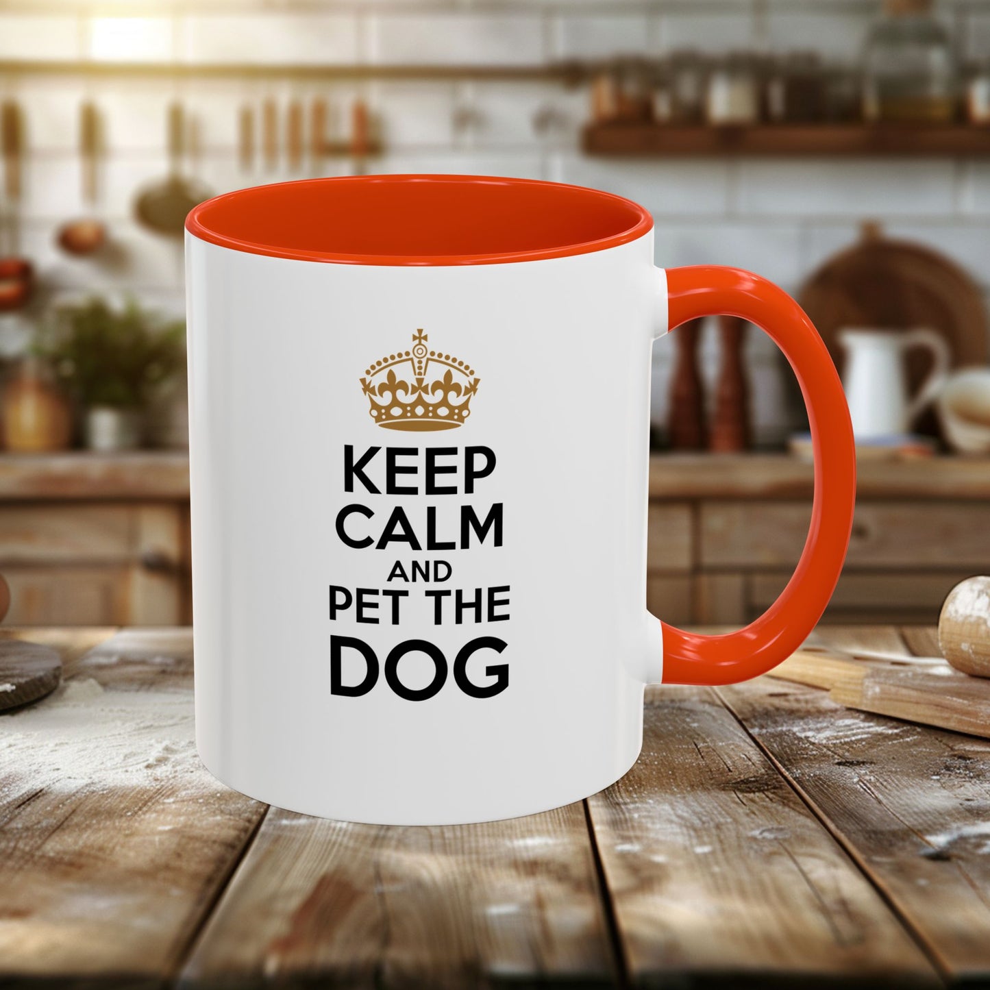 colorful mugs (11oz, 15oz) - keep calm and pet the dog | funny dog lover gift | cute pet quote design