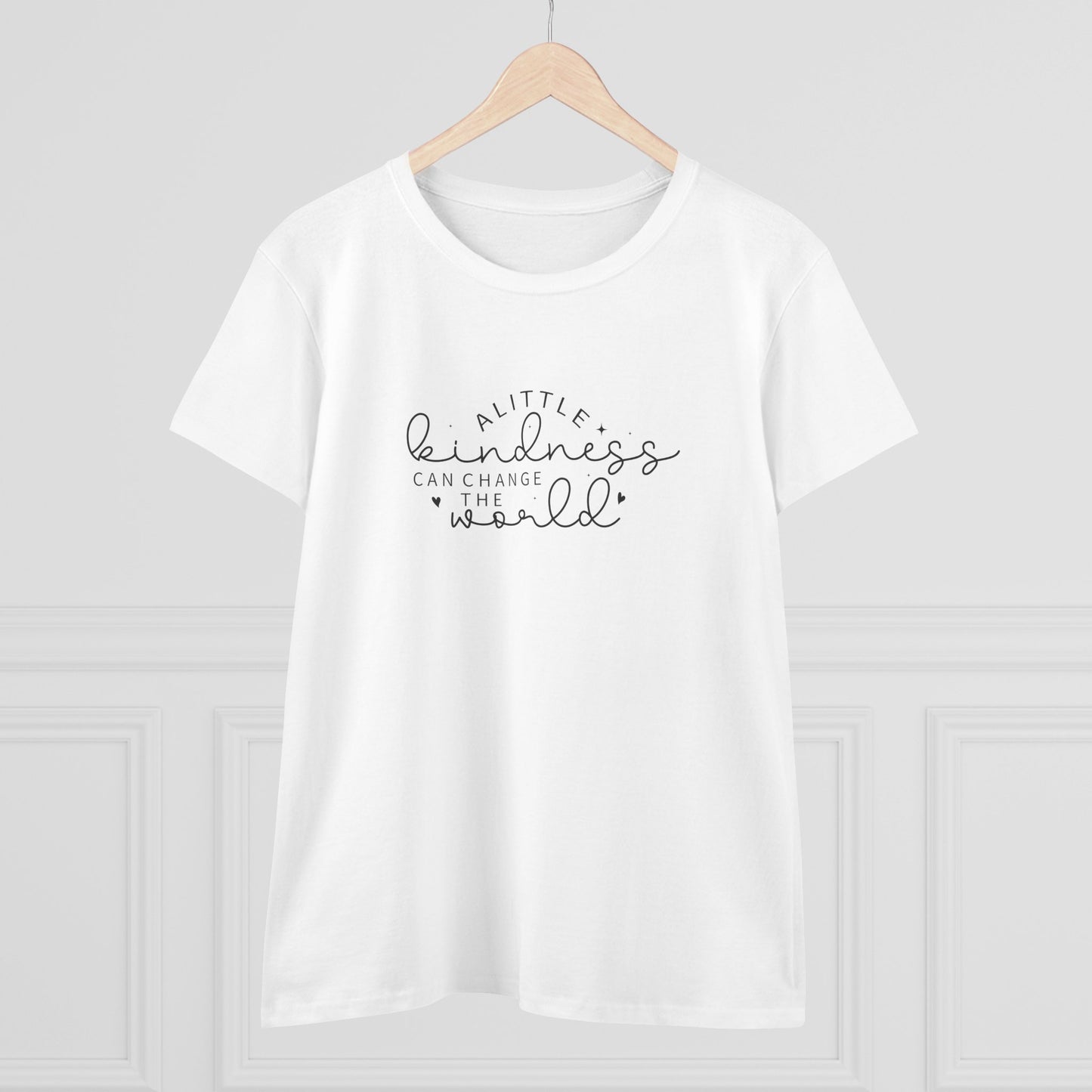 women's midweight cotton tee - a little kindness, a little less judgment - kindness quote