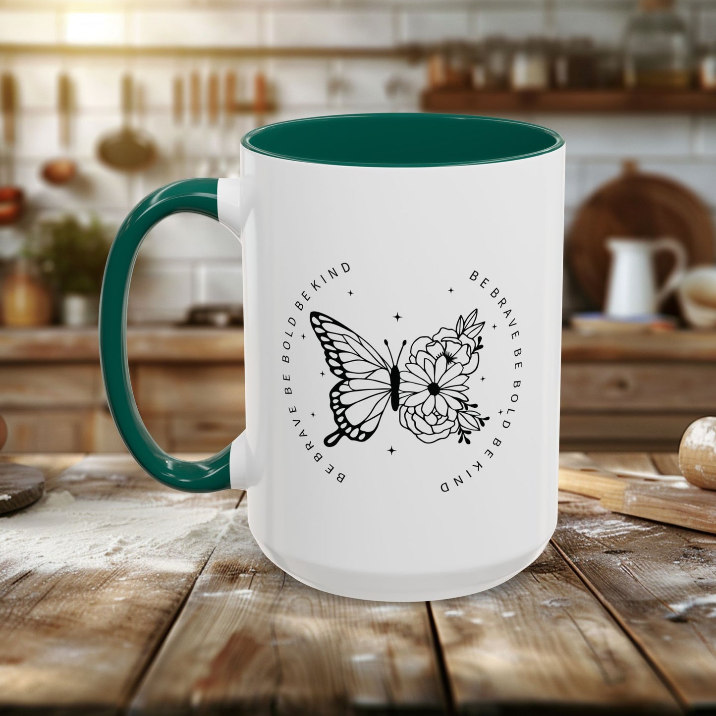 colorful mugs (11oz, 15oz) - be brave, be bold, be kind - courageous kindness quote