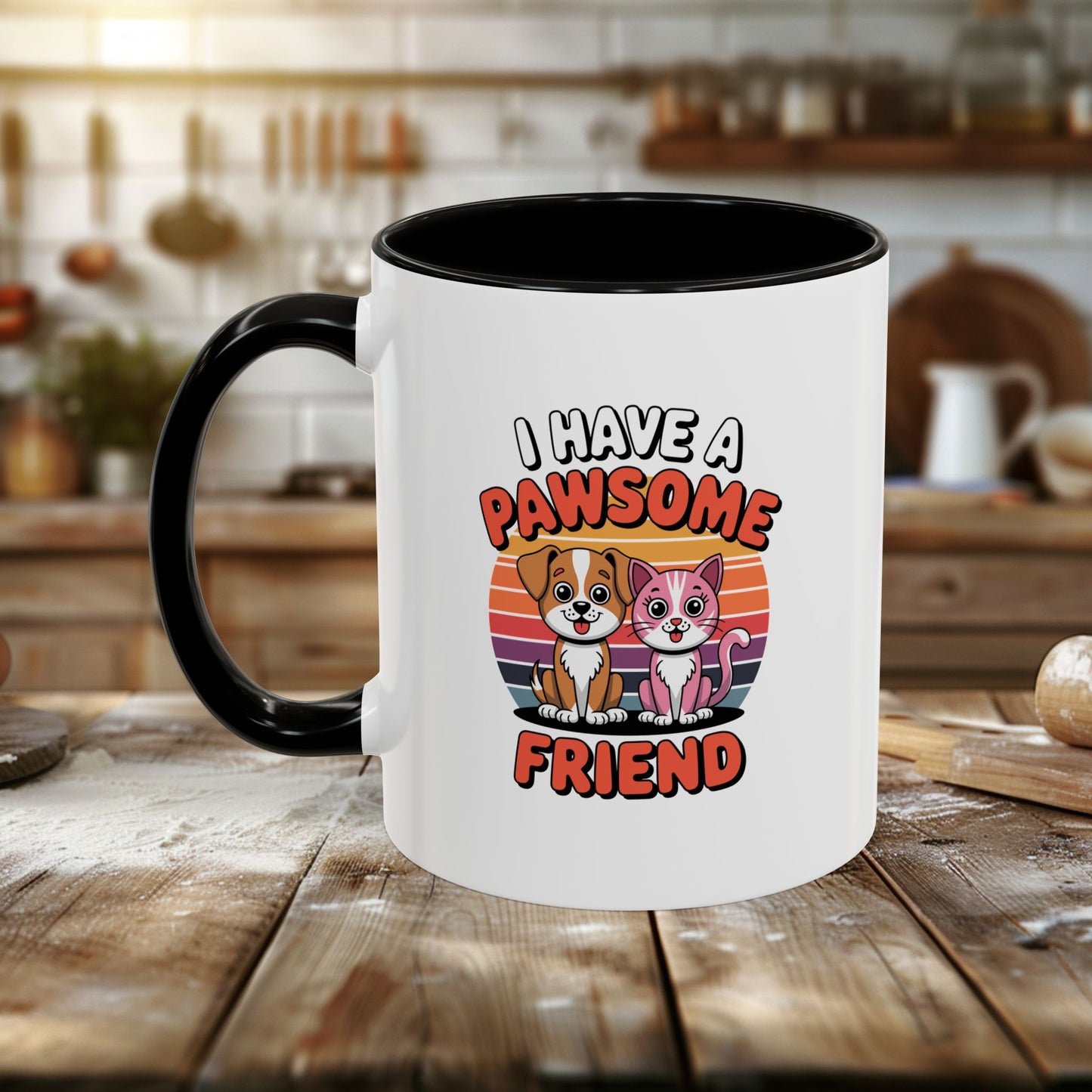 colorful mugs (11oz, 15oz) - i have a pawesome friend | funny dog lover gift | cute pet quote design
