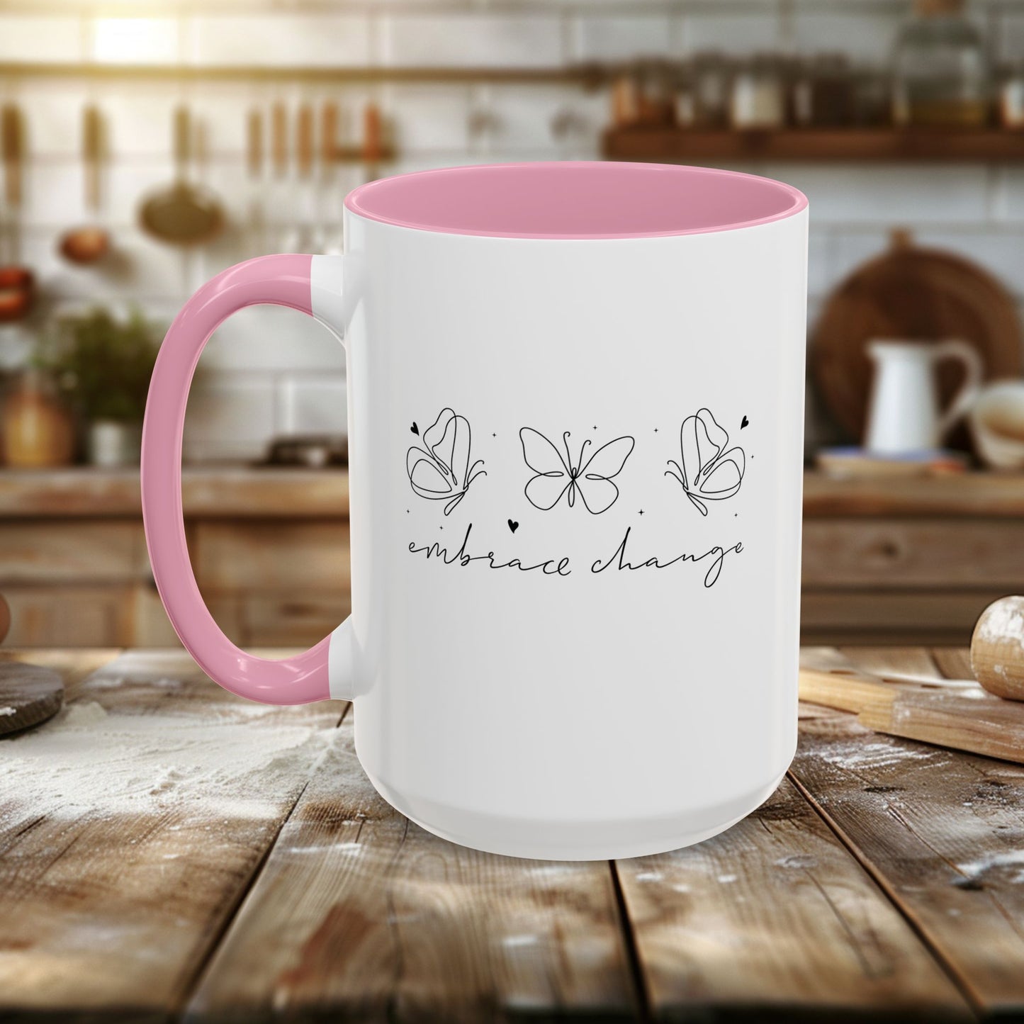 colorful mugs (11oz, 15oz) - embrace change - growth mindset quote