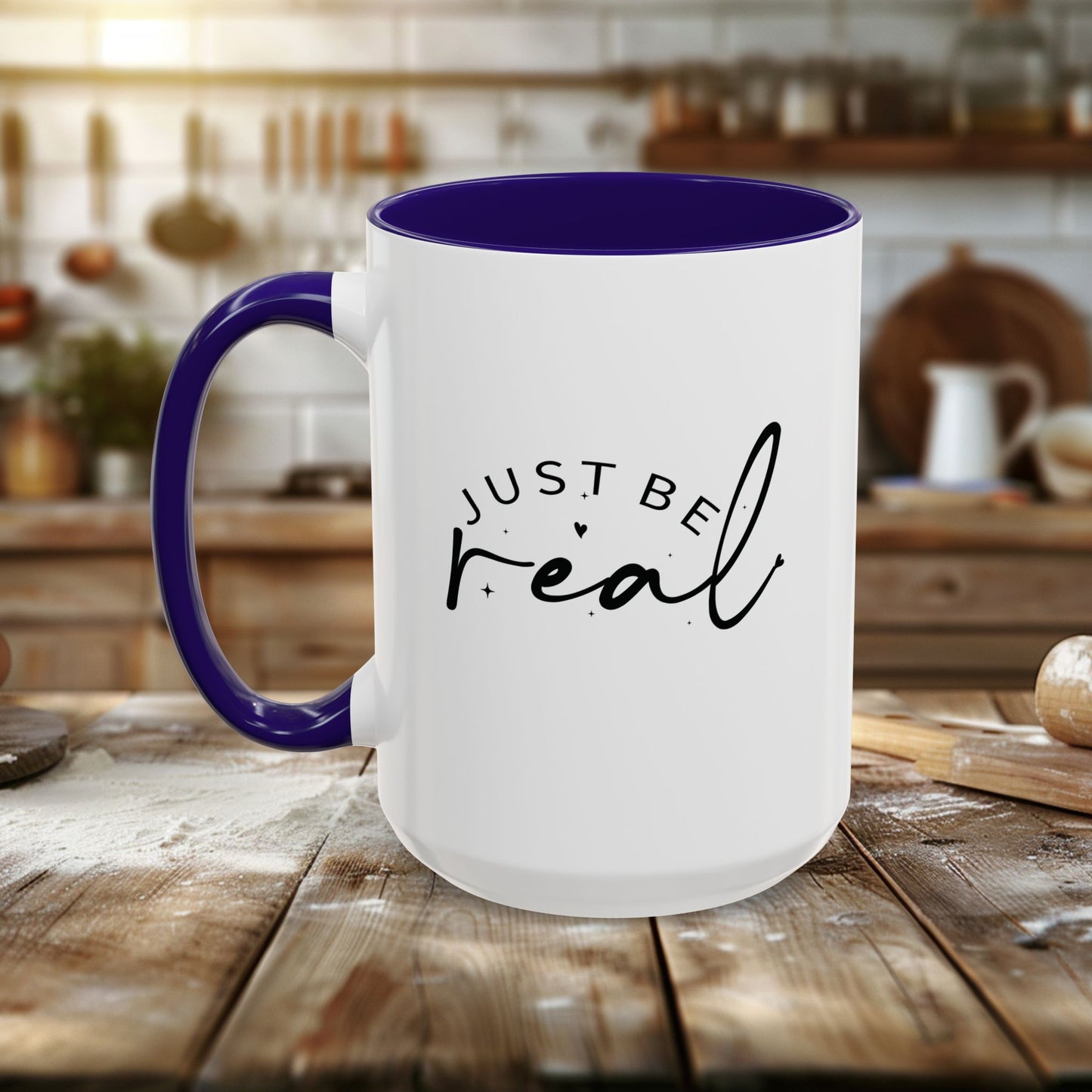 colorful mugs (11oz, 15oz) - just be real - authentic living quote