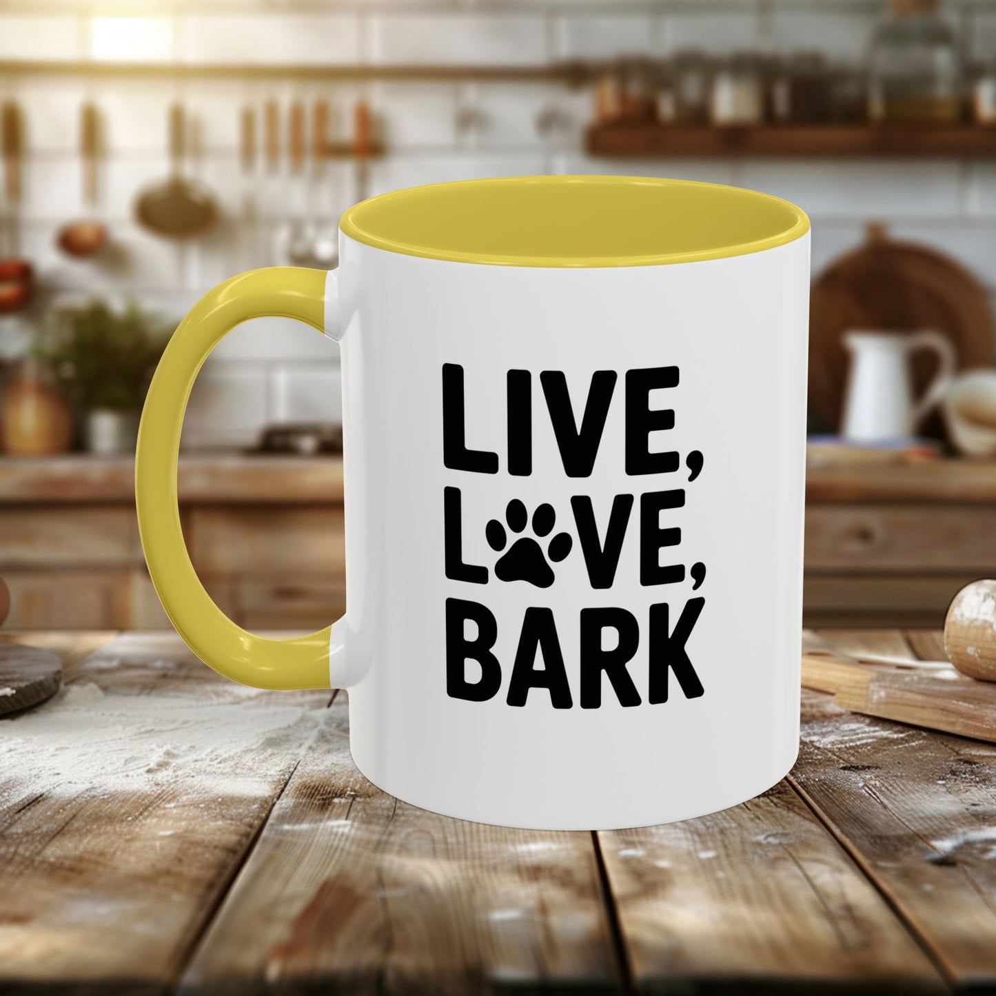 colorful mugs (11oz, 15oz) - live love bark | funny dog lover gift | cute pet quote design