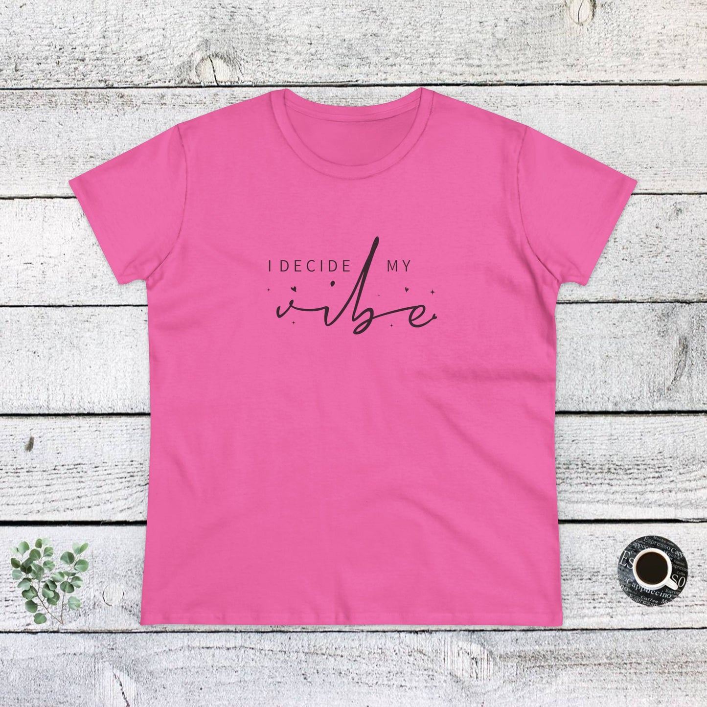 women's midweight cotton tee - i decide my vibe - confidence & control quote