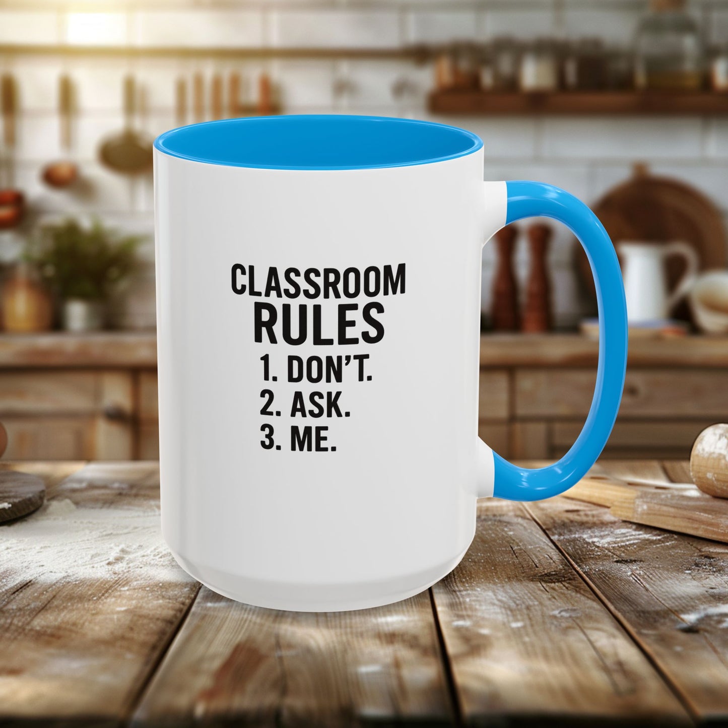 colorful classroom rules mug - perfect for teachers and students. teachers with attitude.