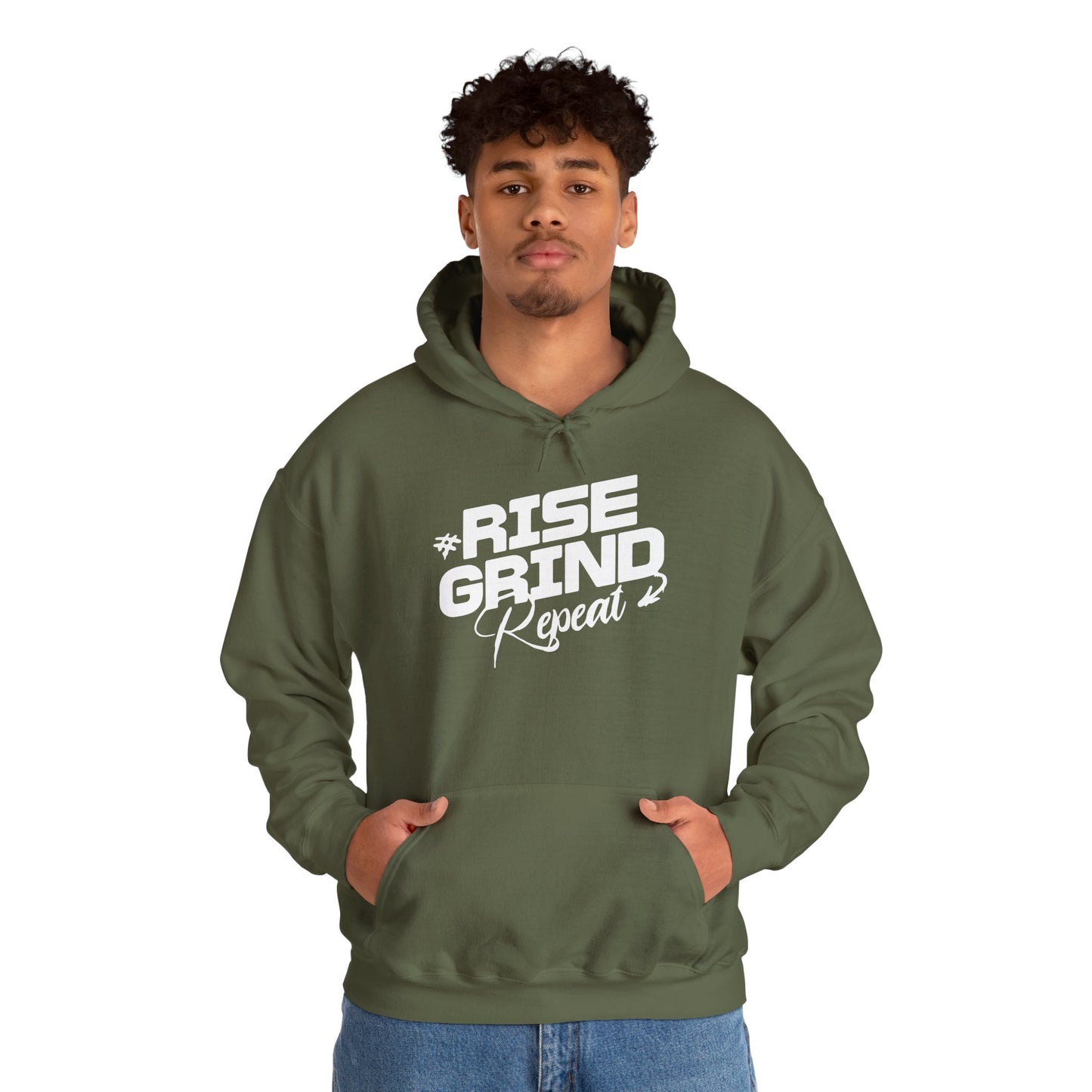 unisex heavy blend™ hooded sweatshirt - rise, grind, repeat - hustle daily motivation