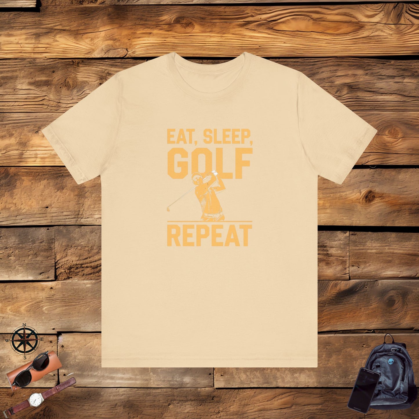 men & women golf t-shirt: eat, sleep, golf repeat. unisex golf t-shirt