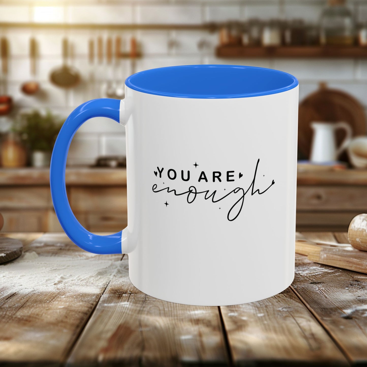 colorful mugs (11oz, 15oz) - you are enough - self-love quote design