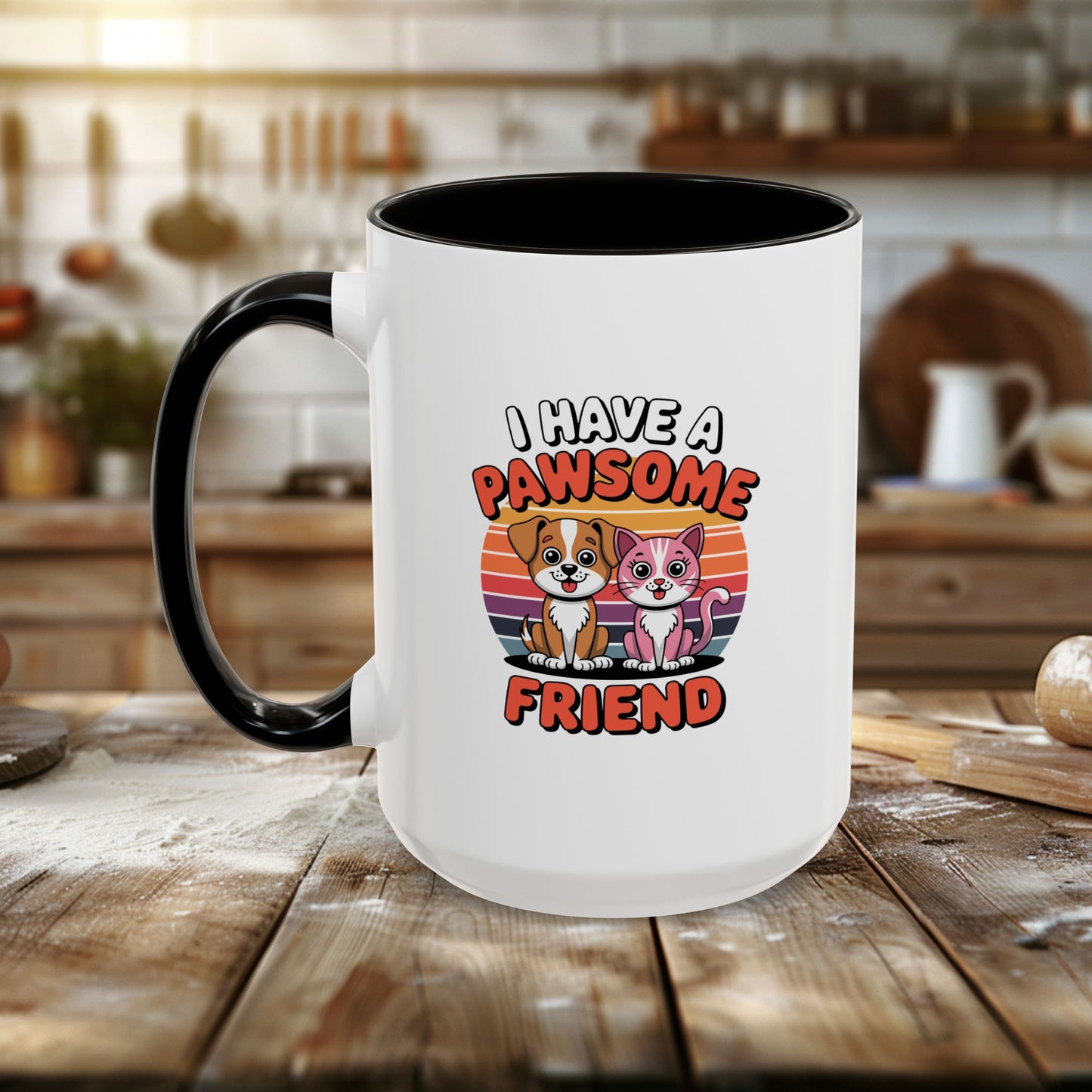 colorful mugs (11oz, 15oz) - i have a pawesome friend | funny dog lover gift | cute pet quote design