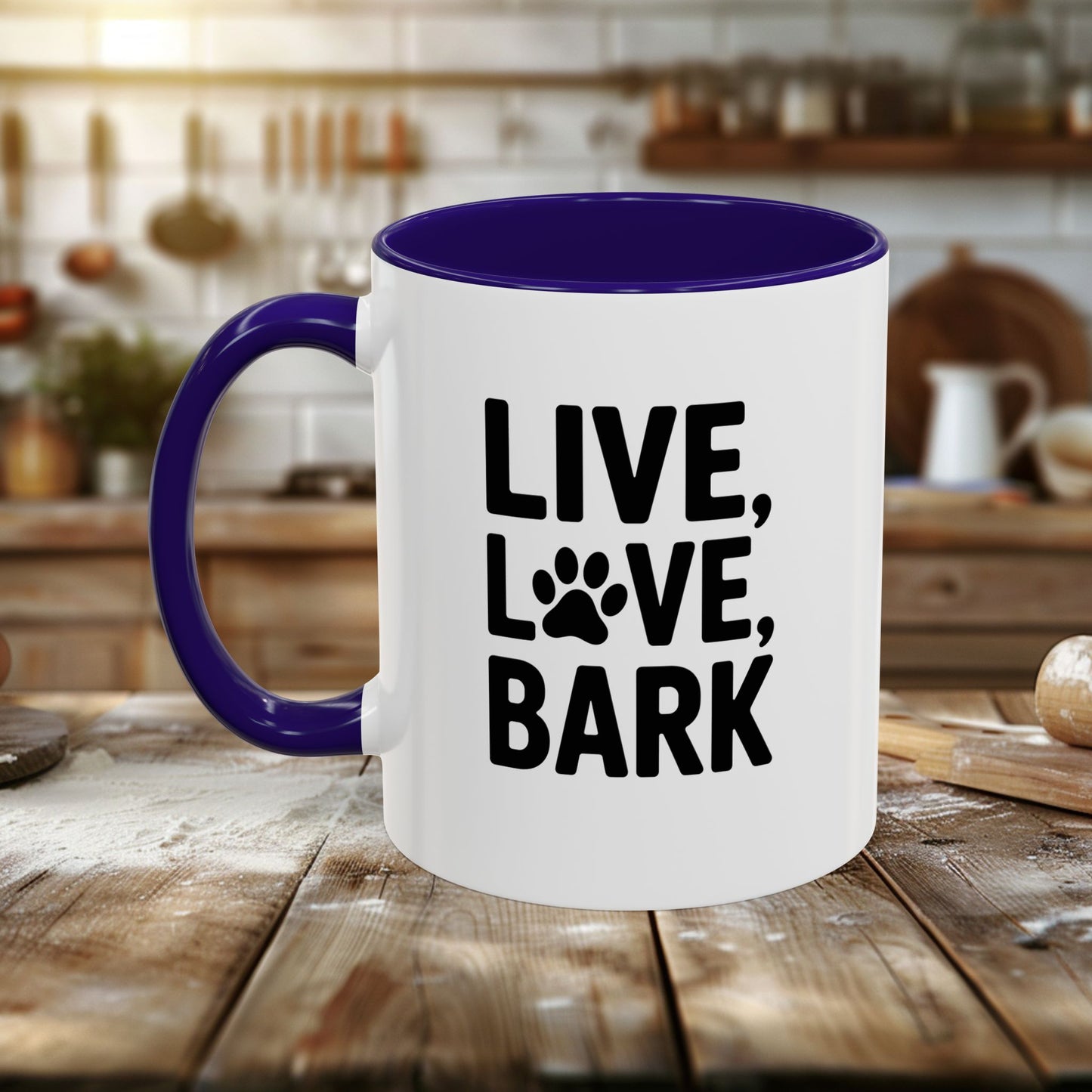 colorful mugs (11oz, 15oz) - live love bark | funny dog lover gift | cute pet quote design