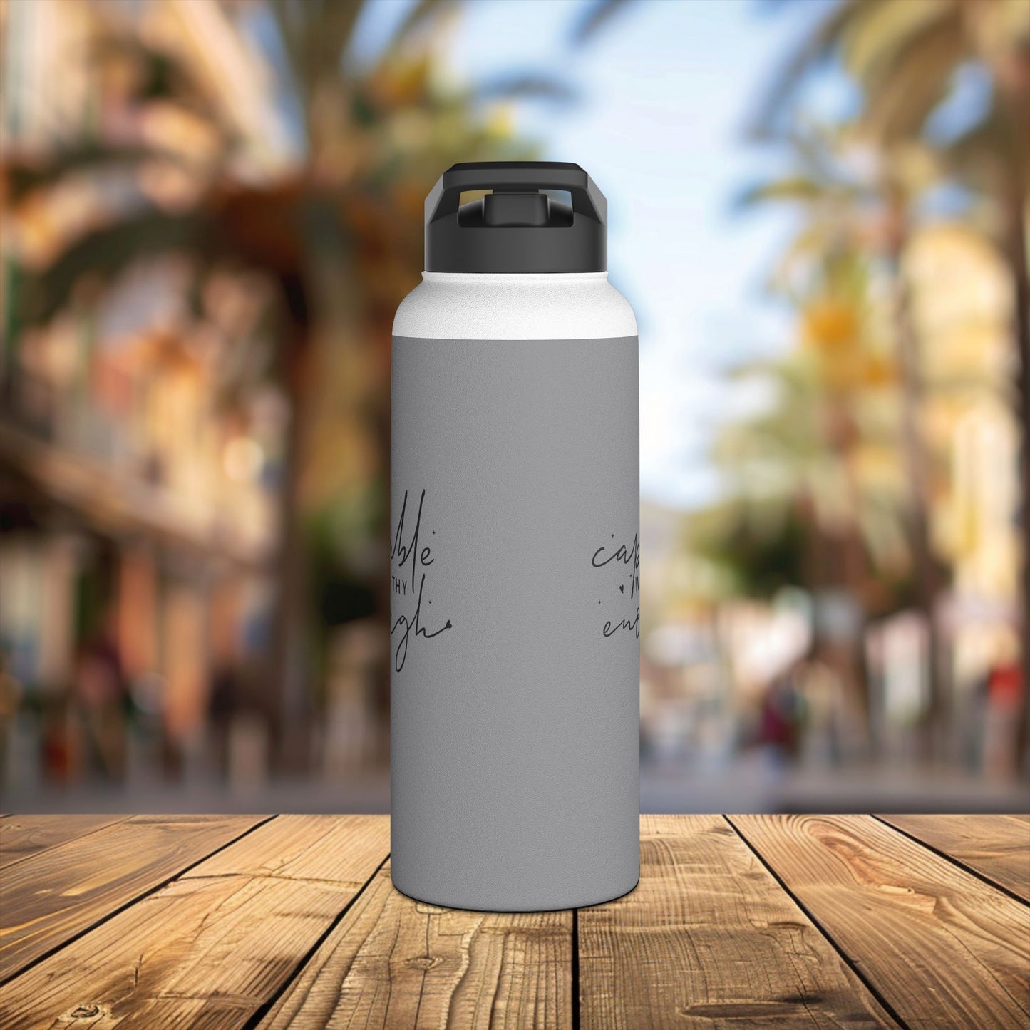 stainless steel water bottle, standard lid - capable, worth, enough - empowerment words