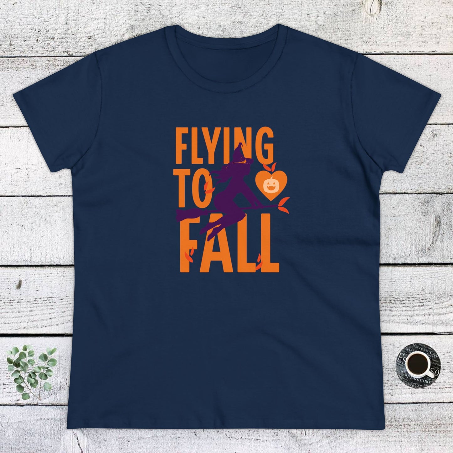 women halloween t-shirt, women tee, falling in love - witch riding broom, halloween gift