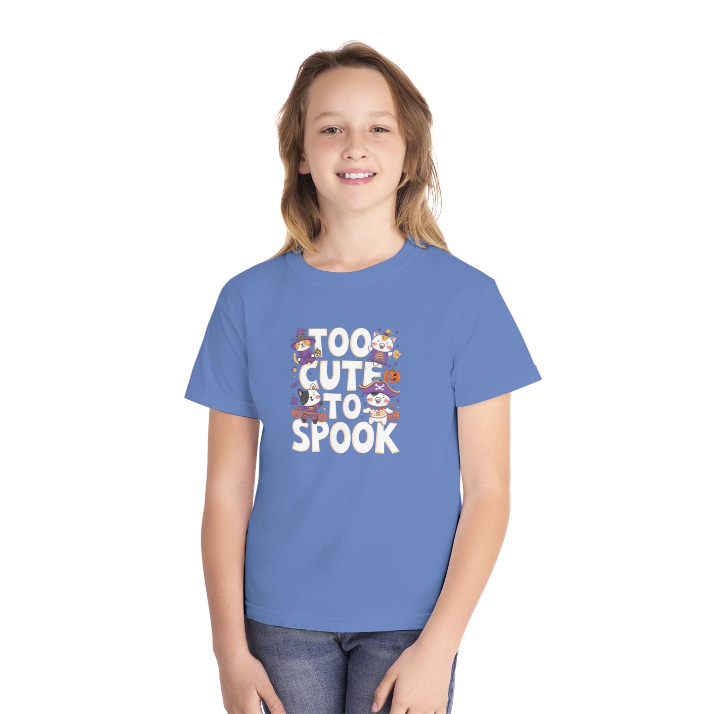 youth t-shirt, youth halloween t-shirt, too cute to spook!