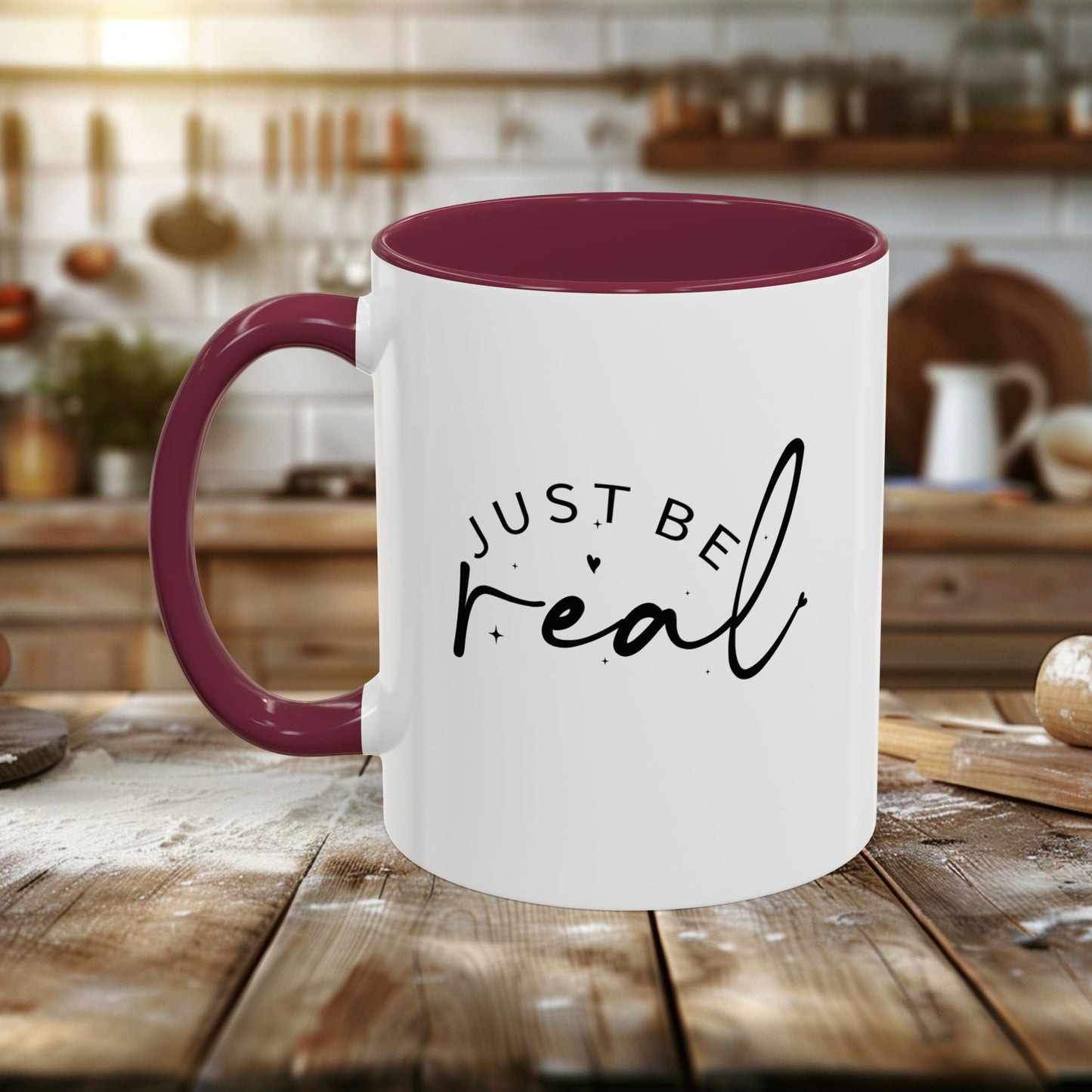colorful mugs (11oz, 15oz) - just be real - authentic living quote
