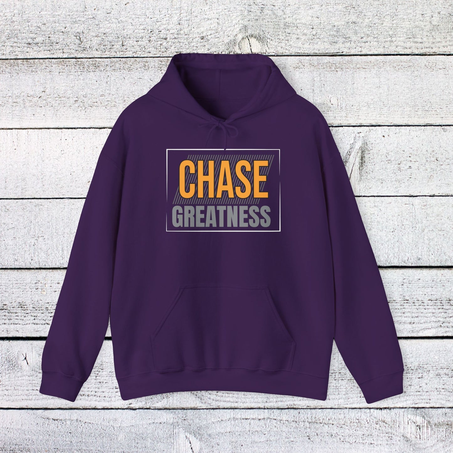 unisex heavy blend™ hooded sweatshirt - chase greatness - bold motivation quote