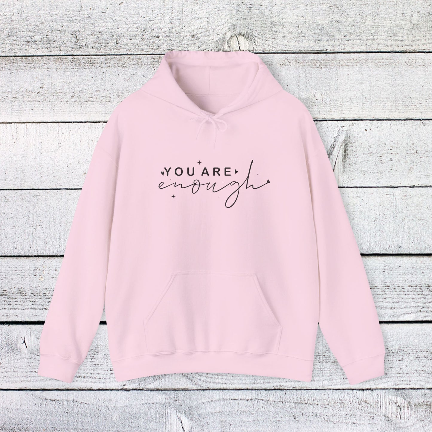 unisex heavy blend™ hooded sweatshirt - you are enough - self-love quote design