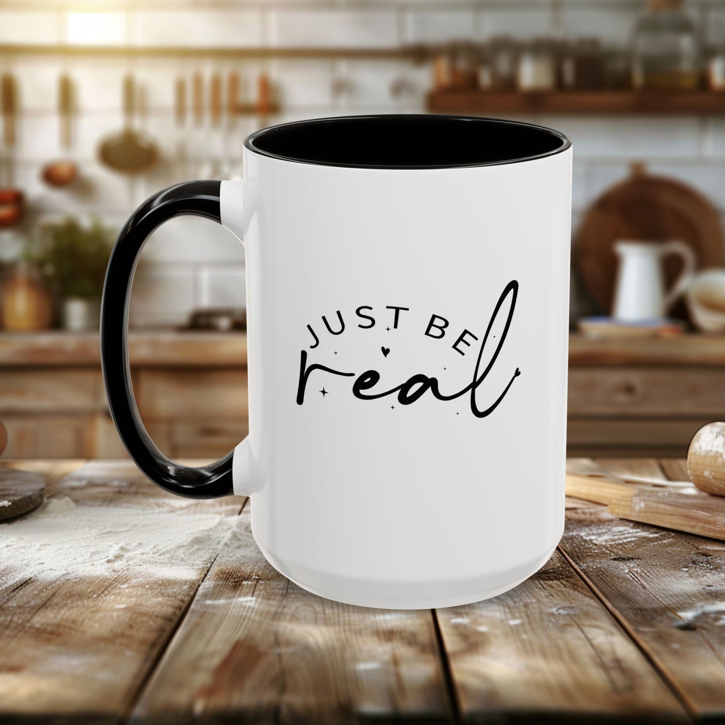 colorful mugs (11oz, 15oz) - just be real - authentic living quote