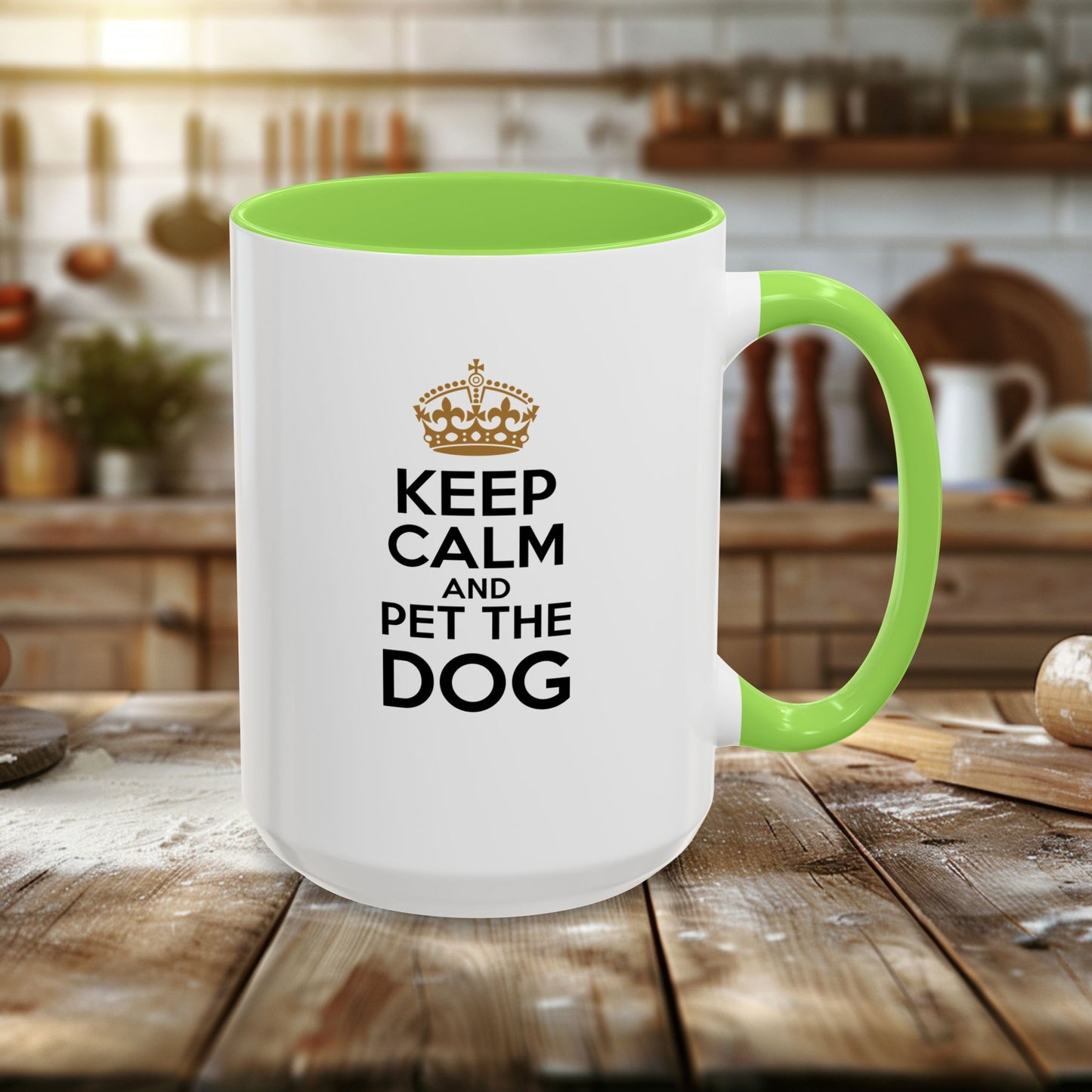 colorful mugs (11oz, 15oz) - keep calm and pet the dog | funny dog lover gift | cute pet quote design