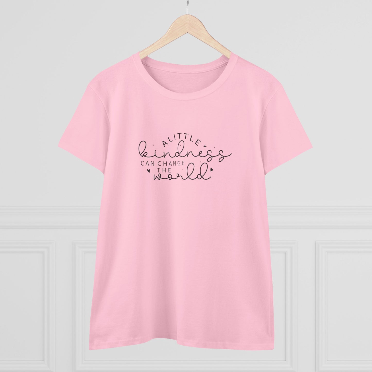women's midweight cotton tee - a little kindness, a little less judgment - kindness quote
